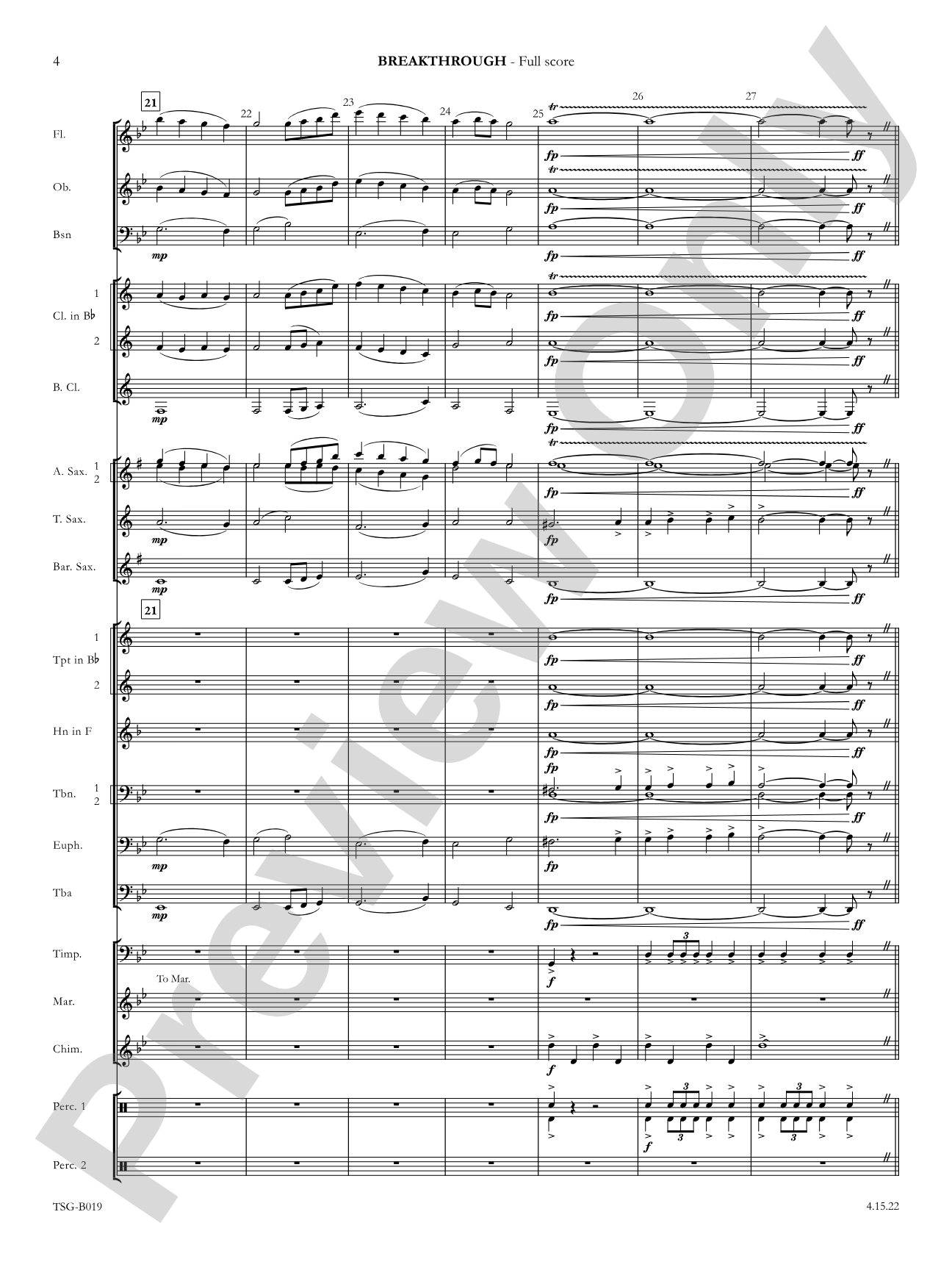 Breakthrough: Concert Band Conductor Score & Parts