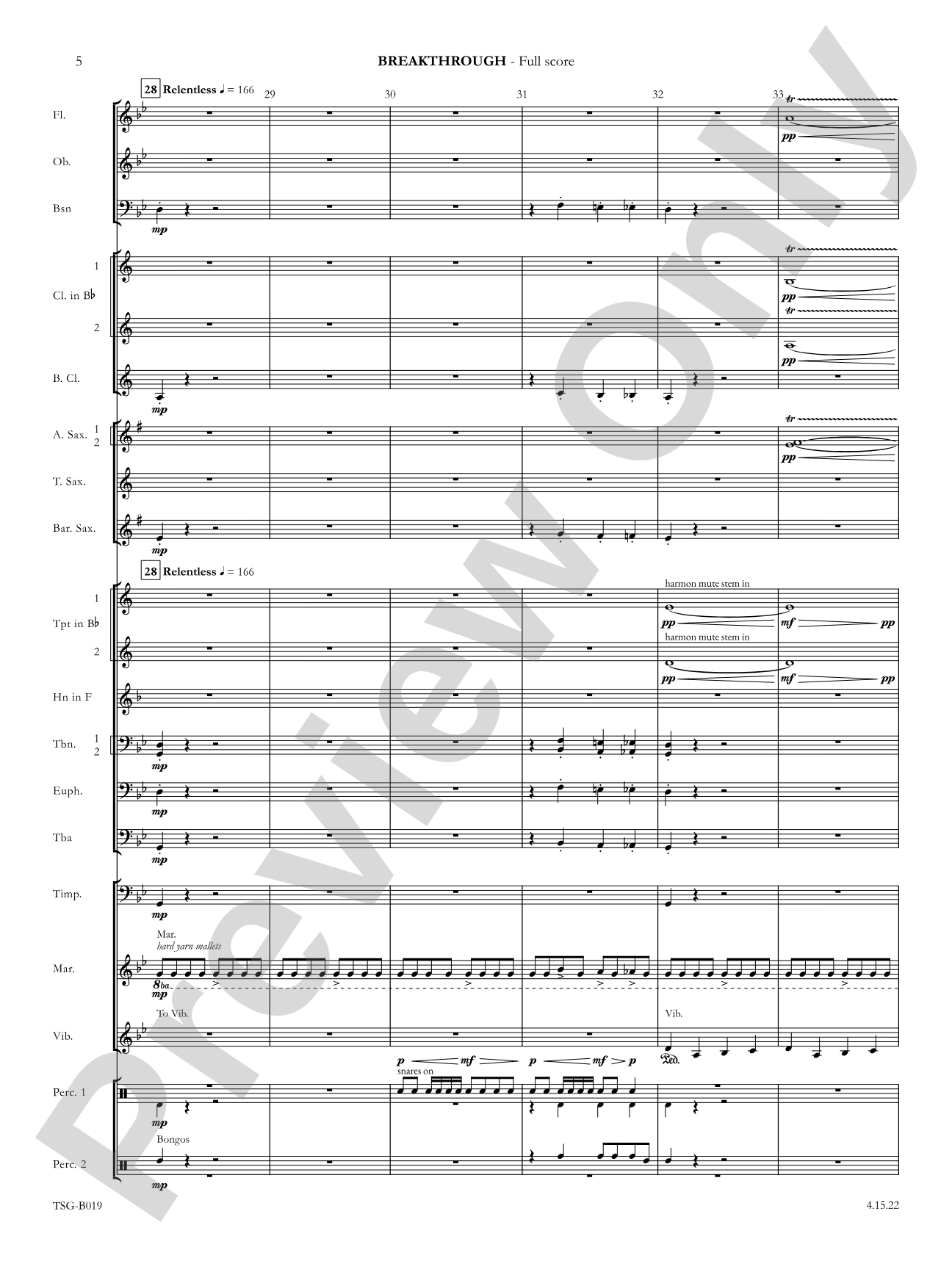 Breakthrough: Concert Band Conductor Score & Parts
