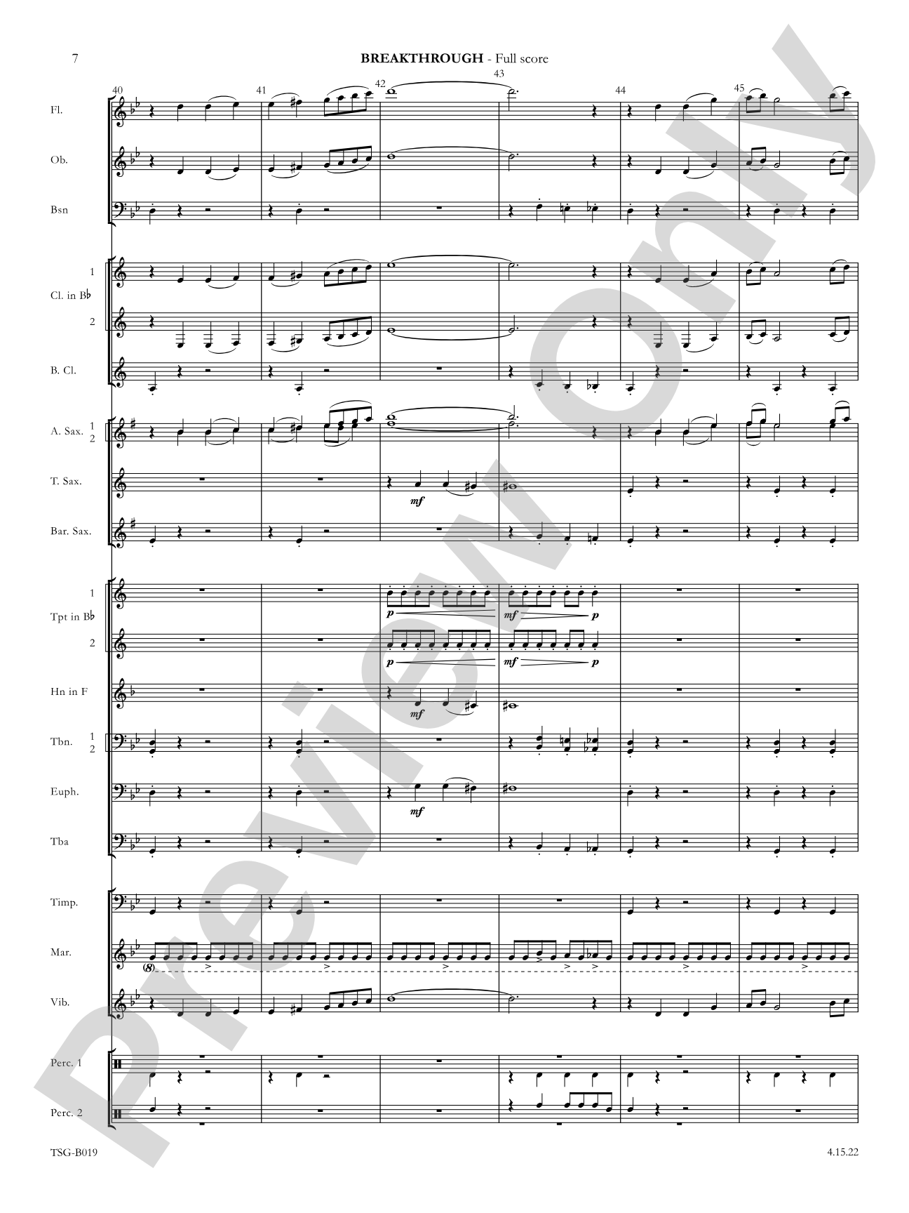 Breakthrough: Concert Band Conductor Score & Parts