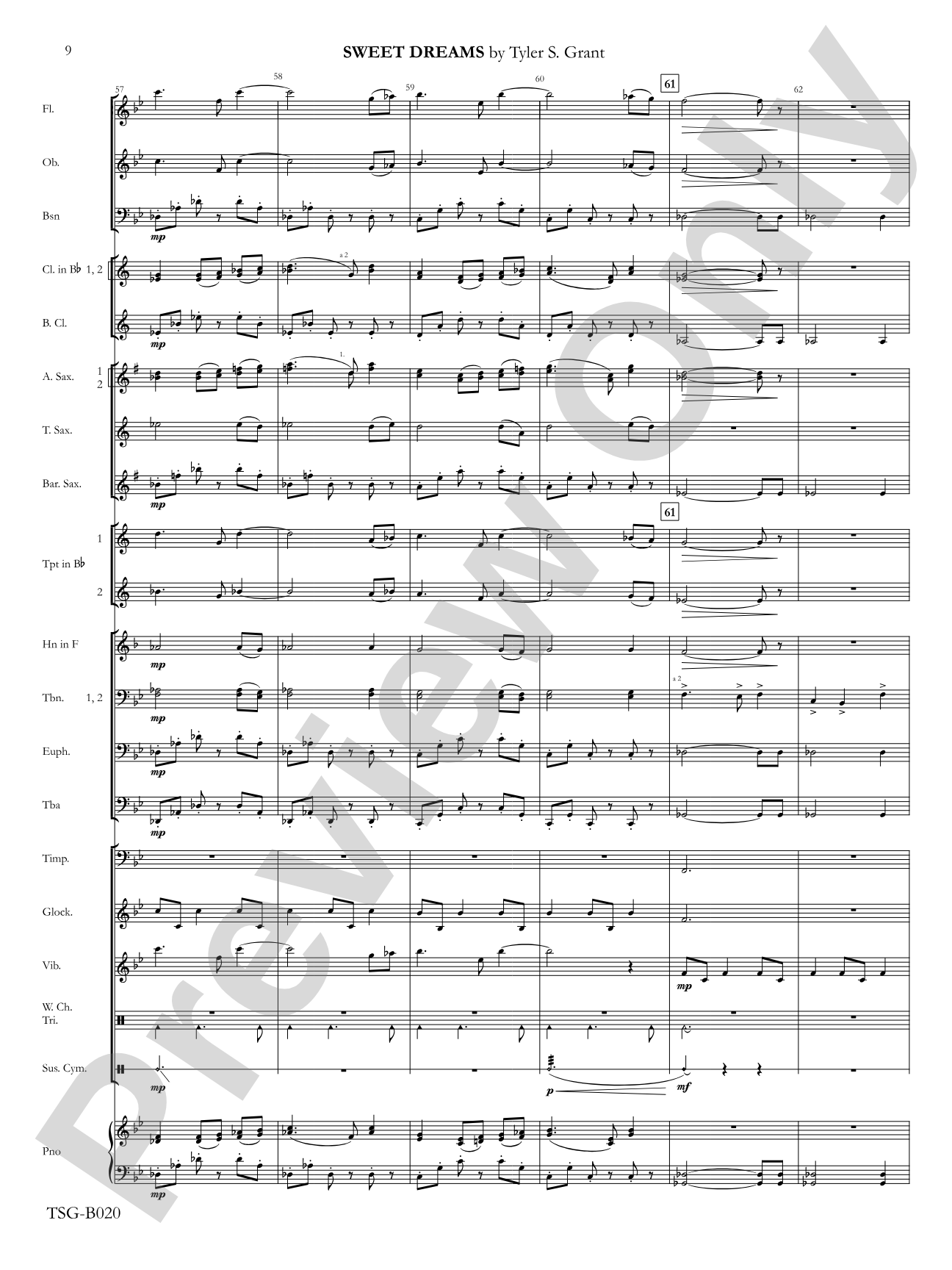 Sweet Dreams: Concert Band Conductor Score & Parts