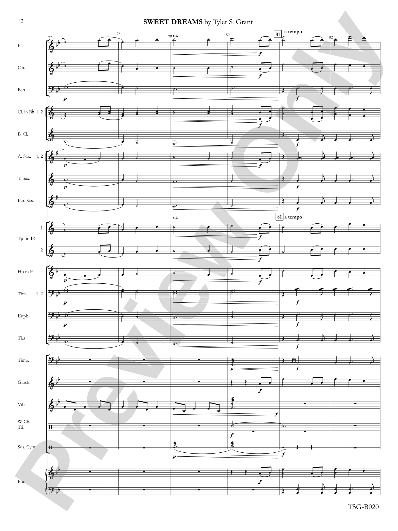 Sweet Dreams: Concert Band Conductor Score & Parts