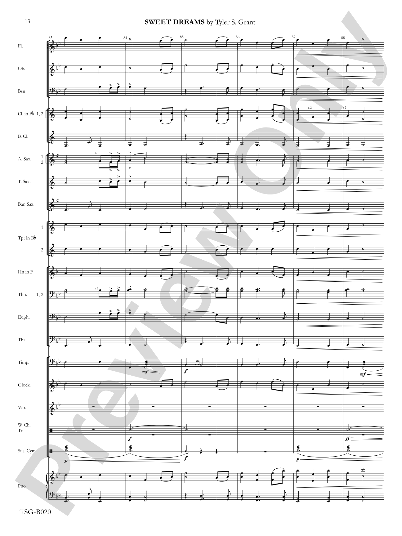Sweet Dreams: Concert Band Conductor Score & Parts