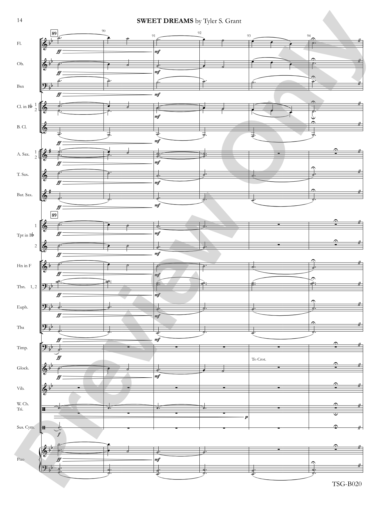 Sweet Dreams: Concert Band Conductor Score & Parts