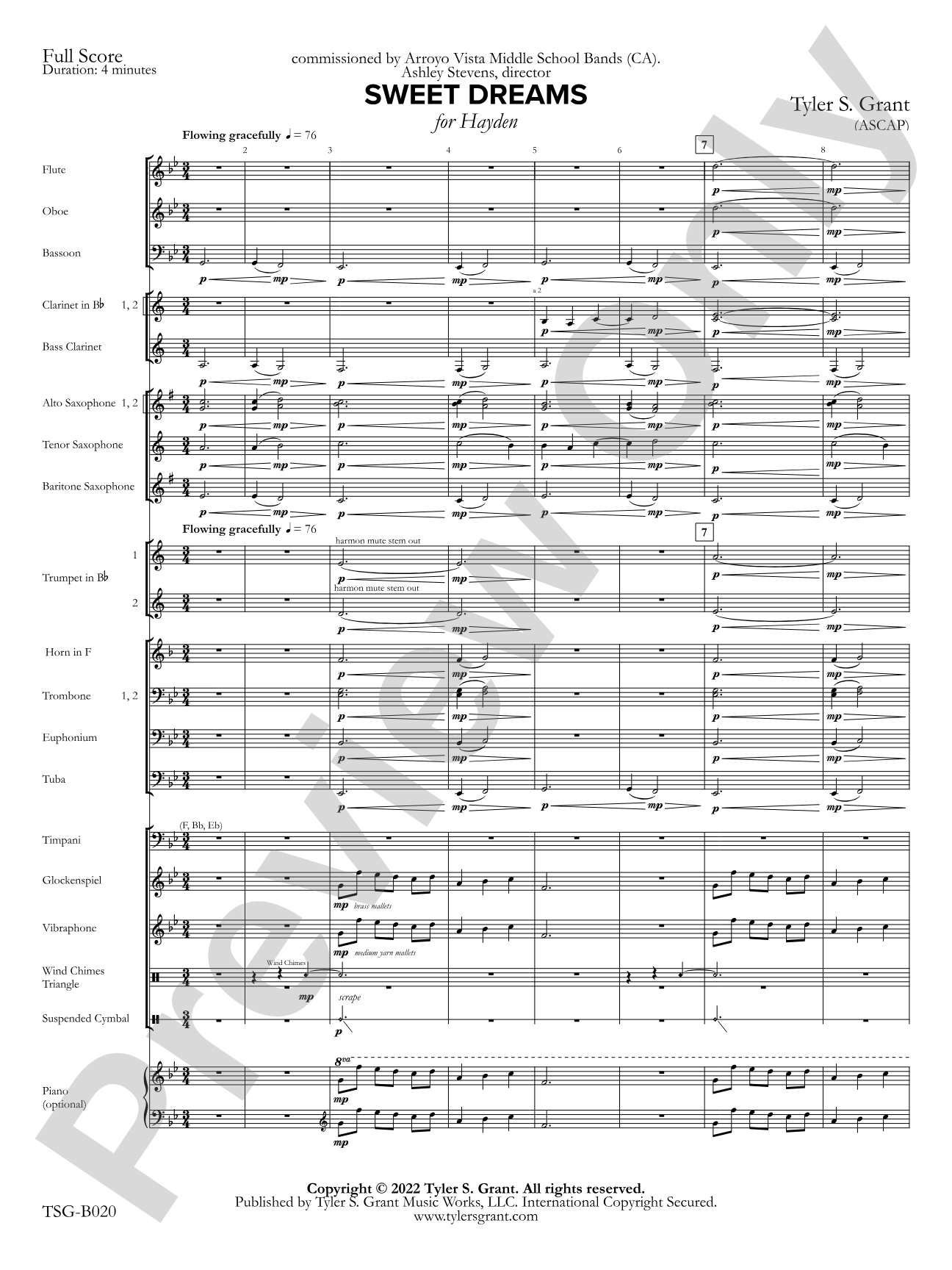 Sweet Dreams: Concert Band Conductor Score & Parts