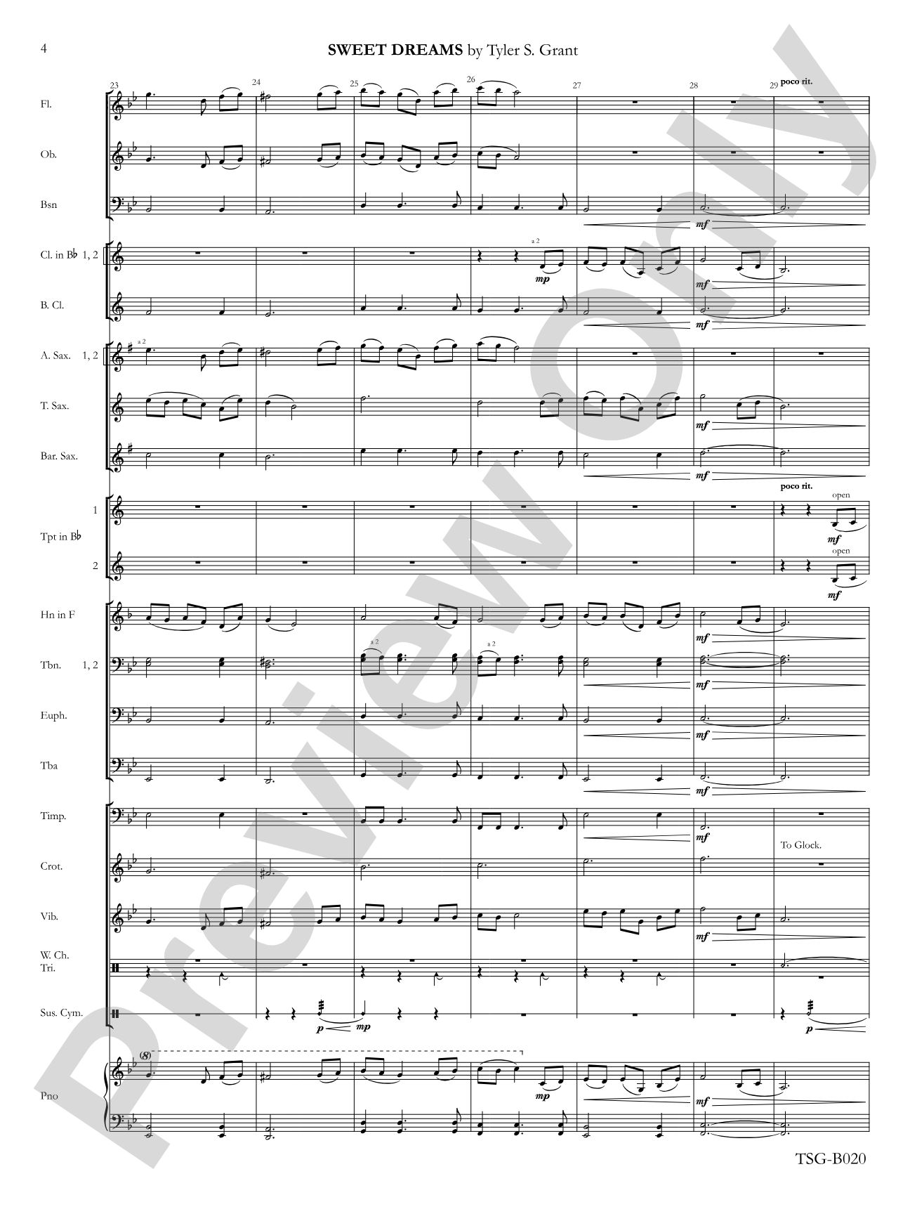 Sweet Dreams: Concert Band Conductor Score & Parts