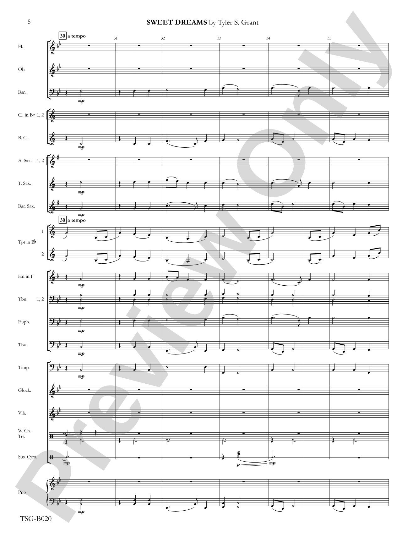 Sweet Dreams: Concert Band Conductor Score & Parts