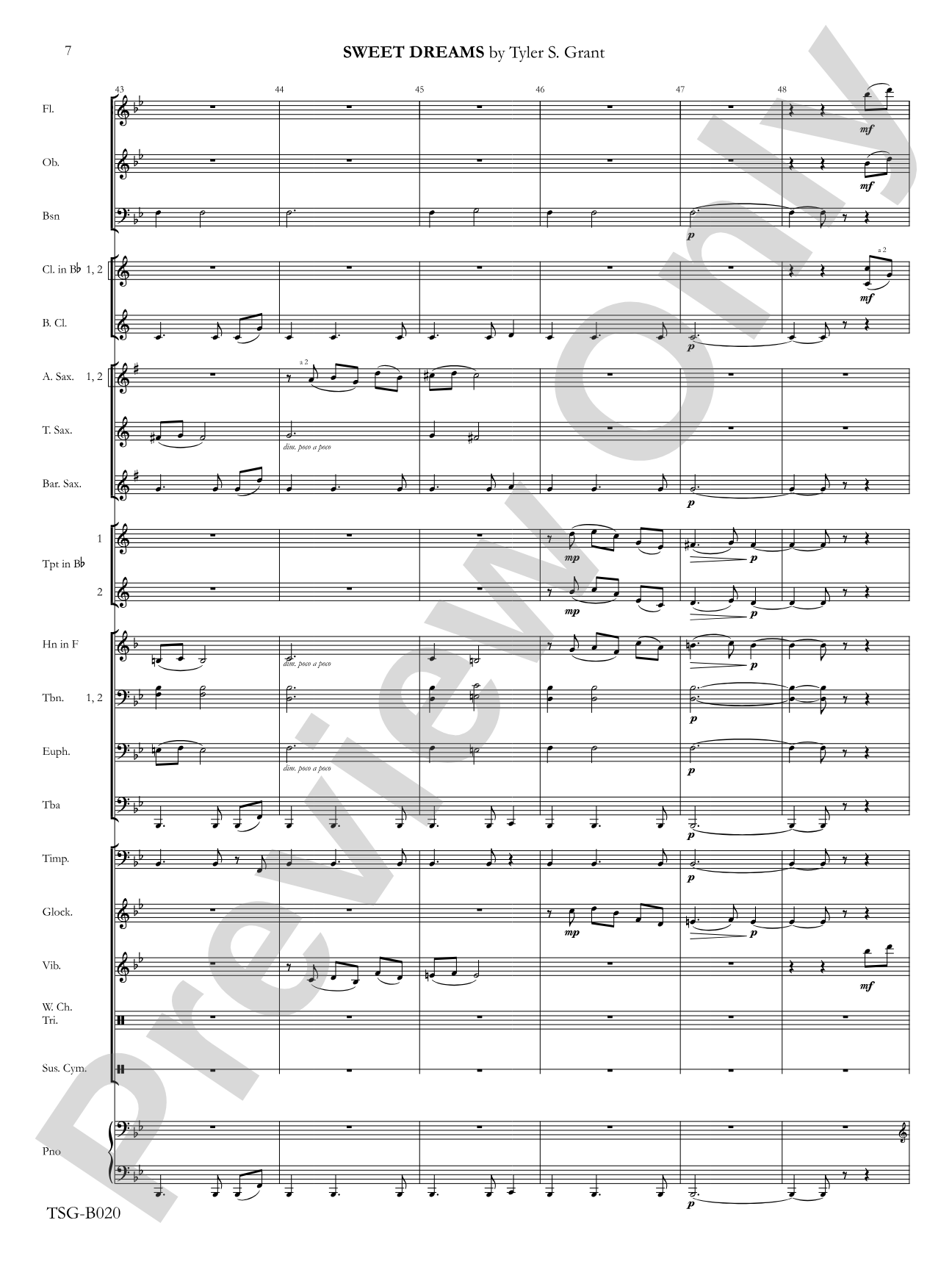 Sweet Dreams: Concert Band Conductor Score & Parts
