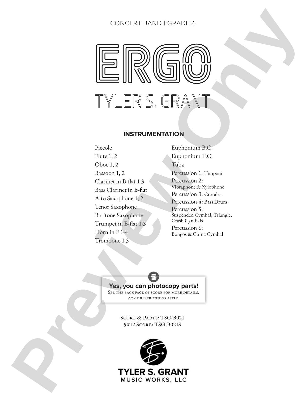Ergo: Concert Band Conductor Score & Parts