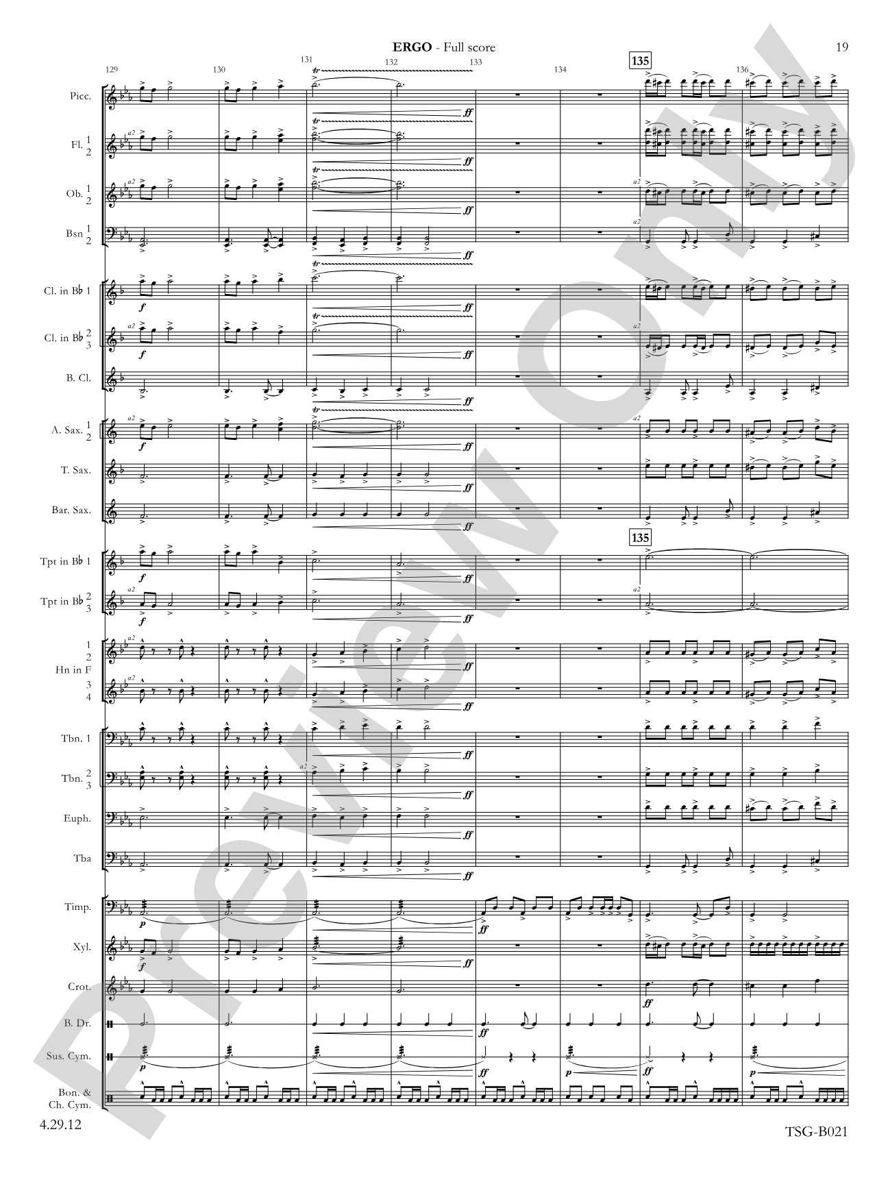 Ergo: Concert Band Conductor Score & Parts