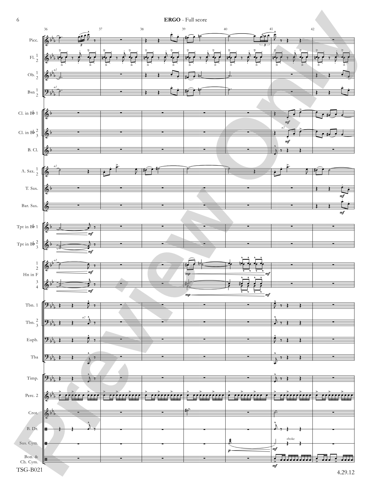 Ergo: Concert Band Conductor Score & Parts