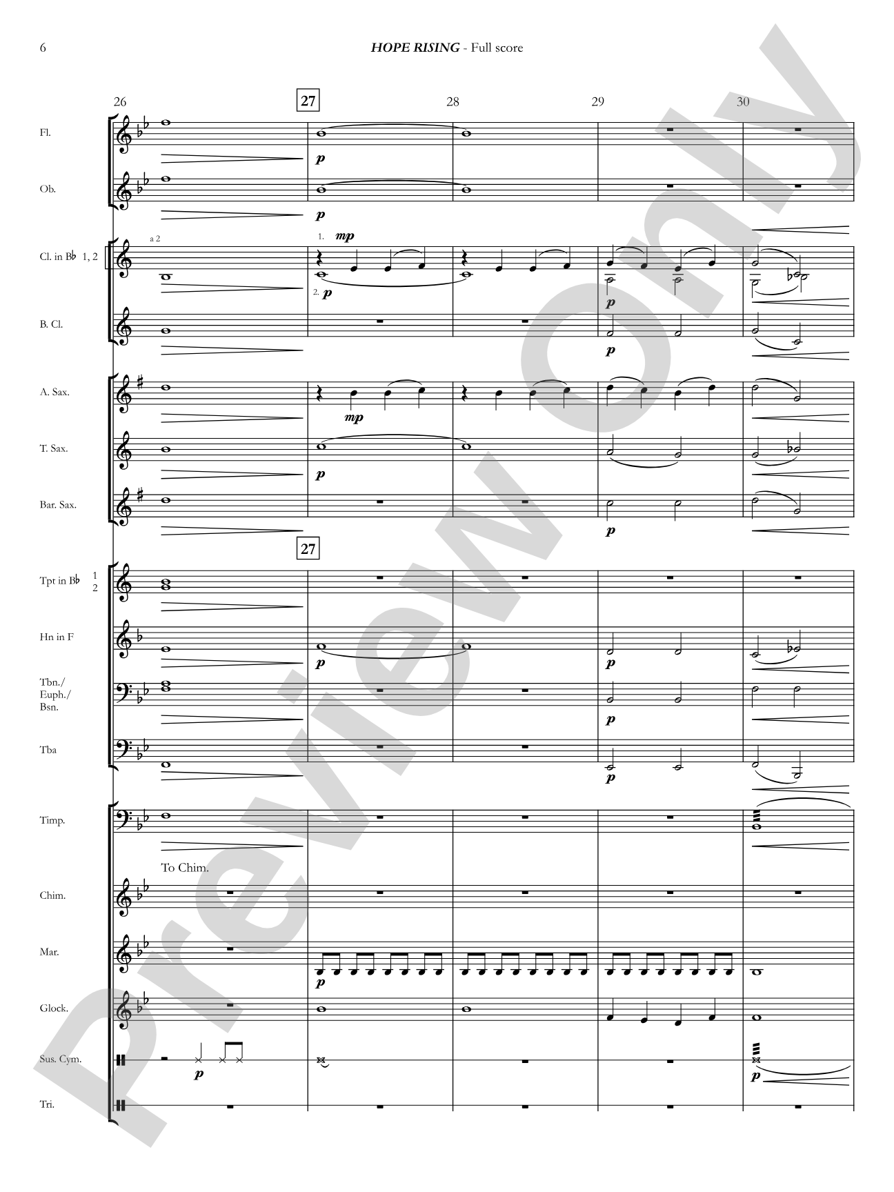 Hope Rising: Concert Band Conductor Score & Parts