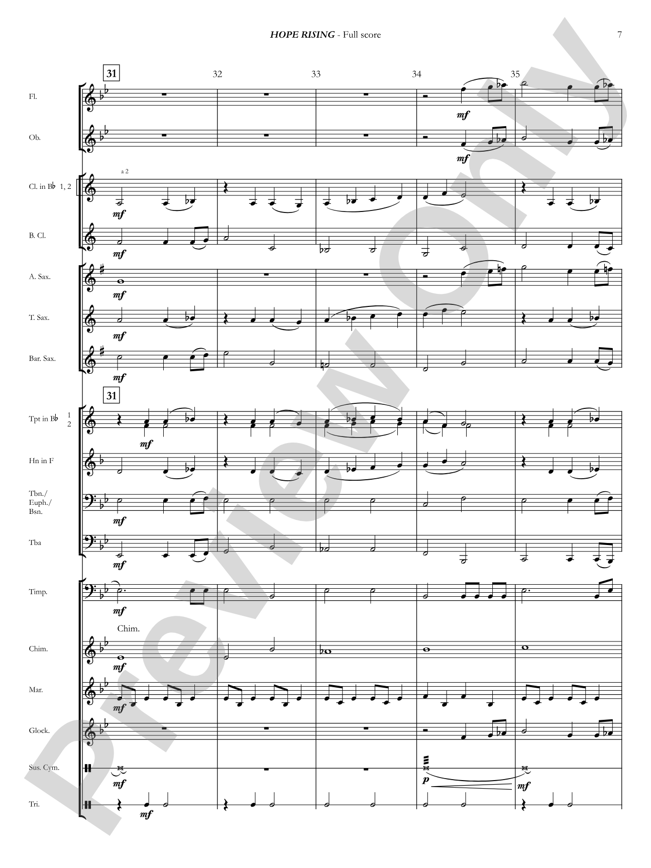 Hope Rising: Concert Band Conductor Score & Parts