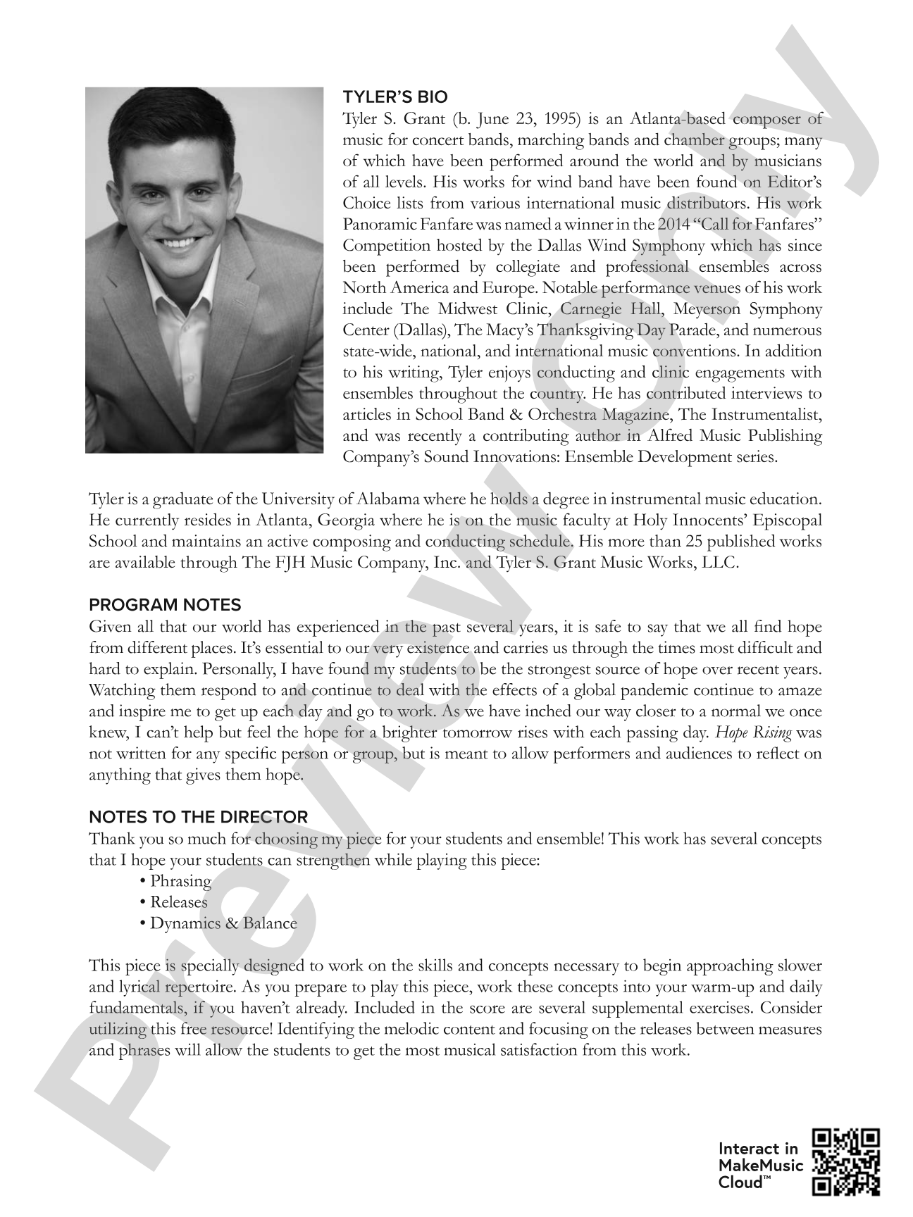 Hope Rising: Concert Band Conductor Score & Parts