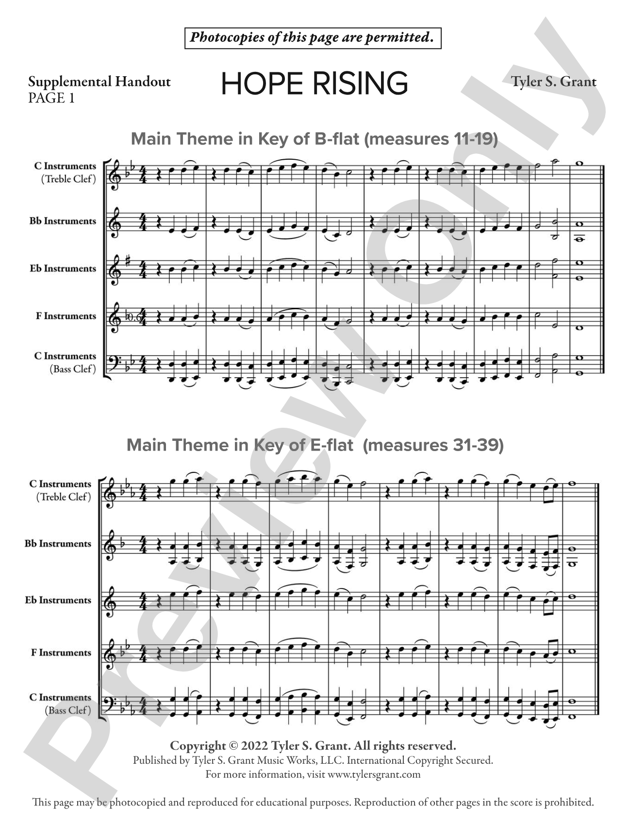 Hope Rising: Concert Band Conductor Score & Parts