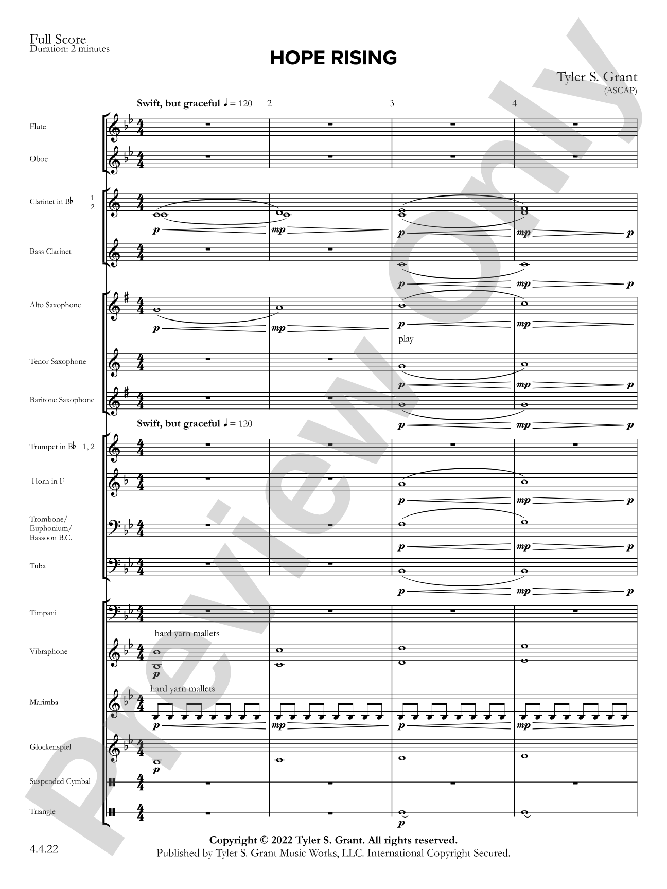 Hope Rising: Concert Band Conductor Score & Parts
