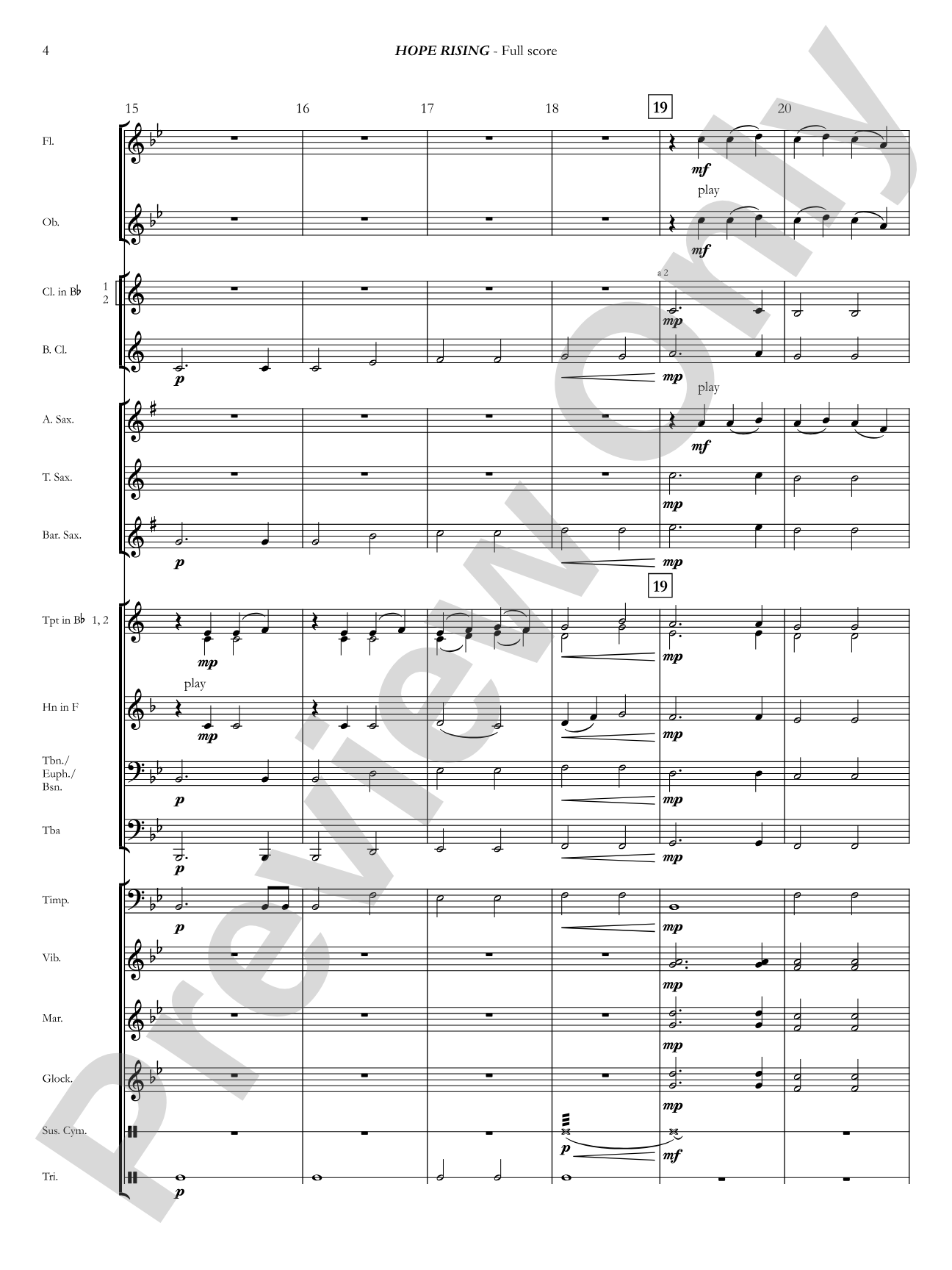 Hope Rising: Concert Band Conductor Score & Parts