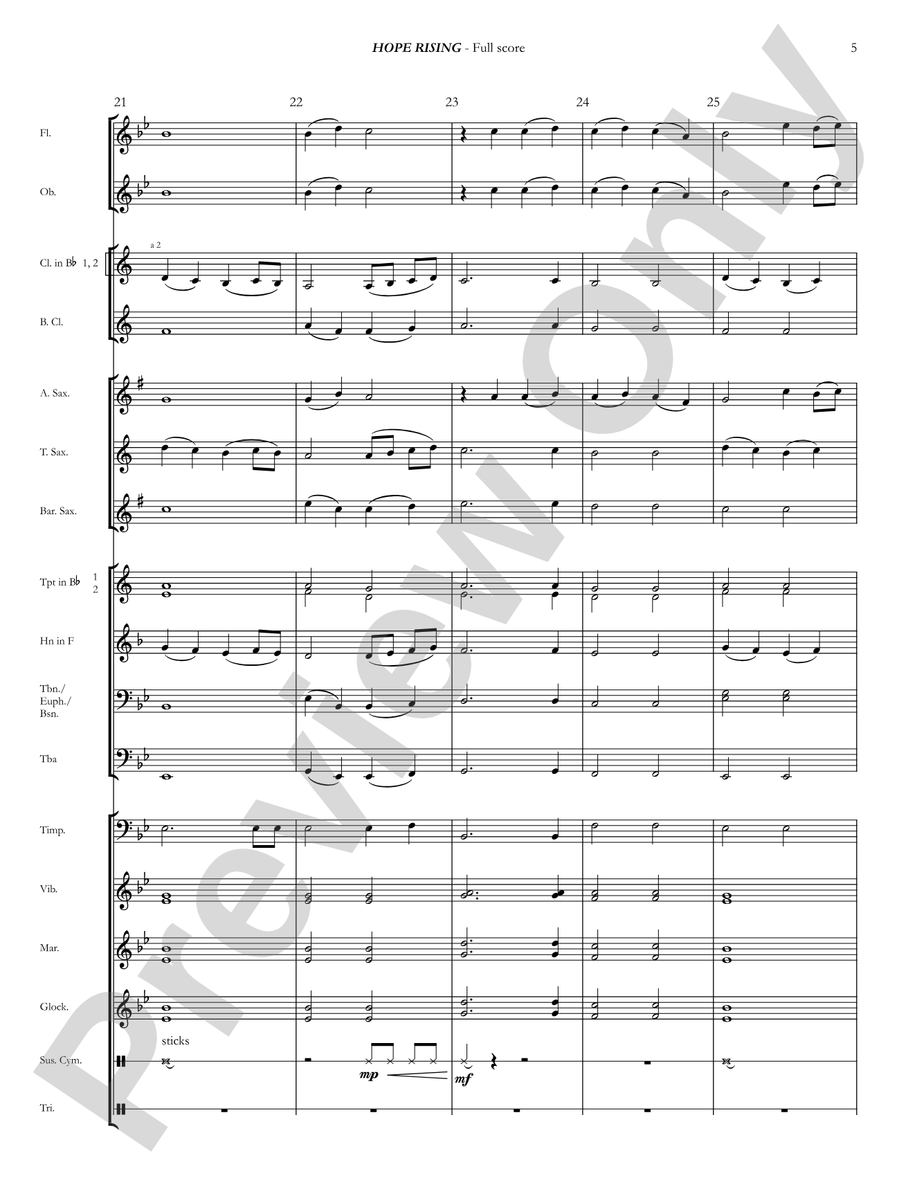 Hope Rising: Concert Band Conductor Score & Parts