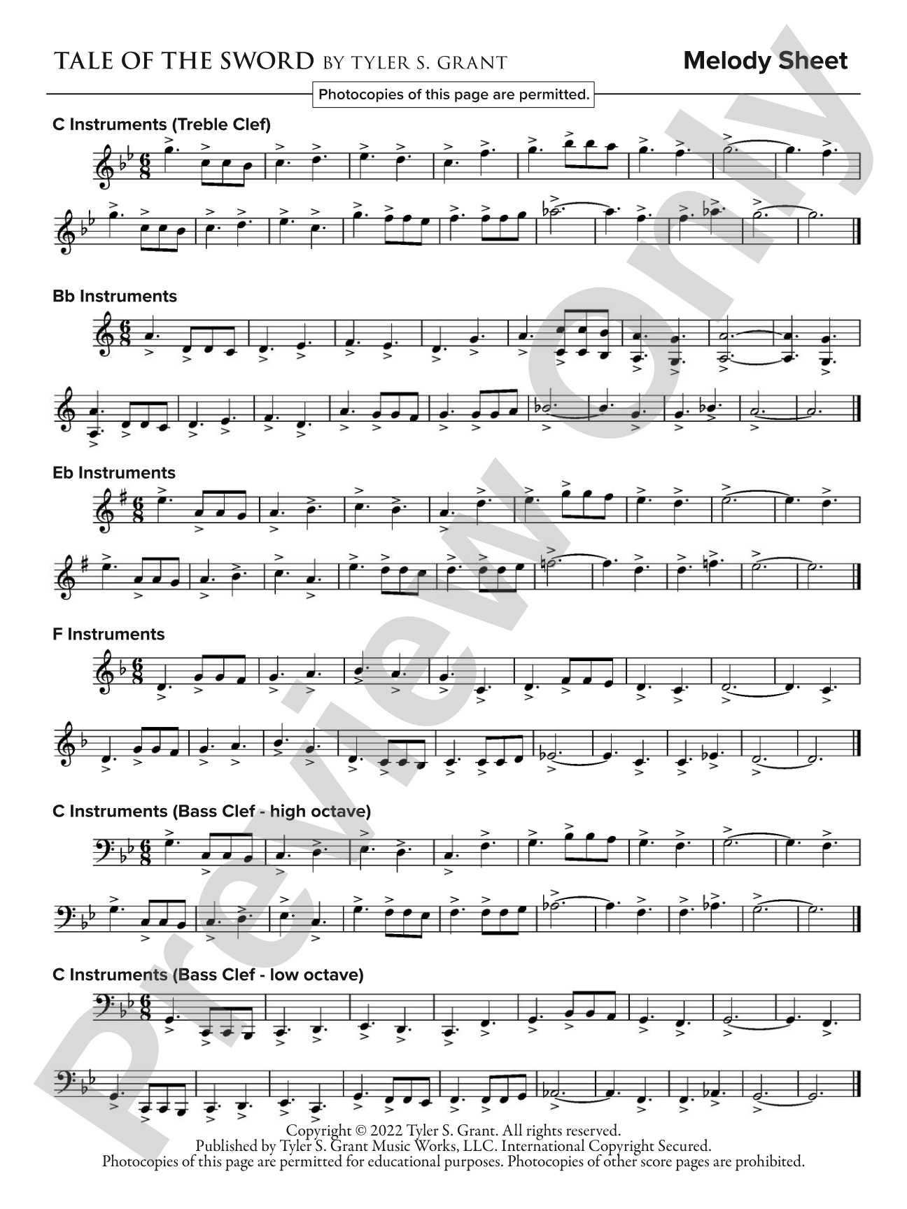Tale of the Sword: Concert Band Conductor Score & Parts