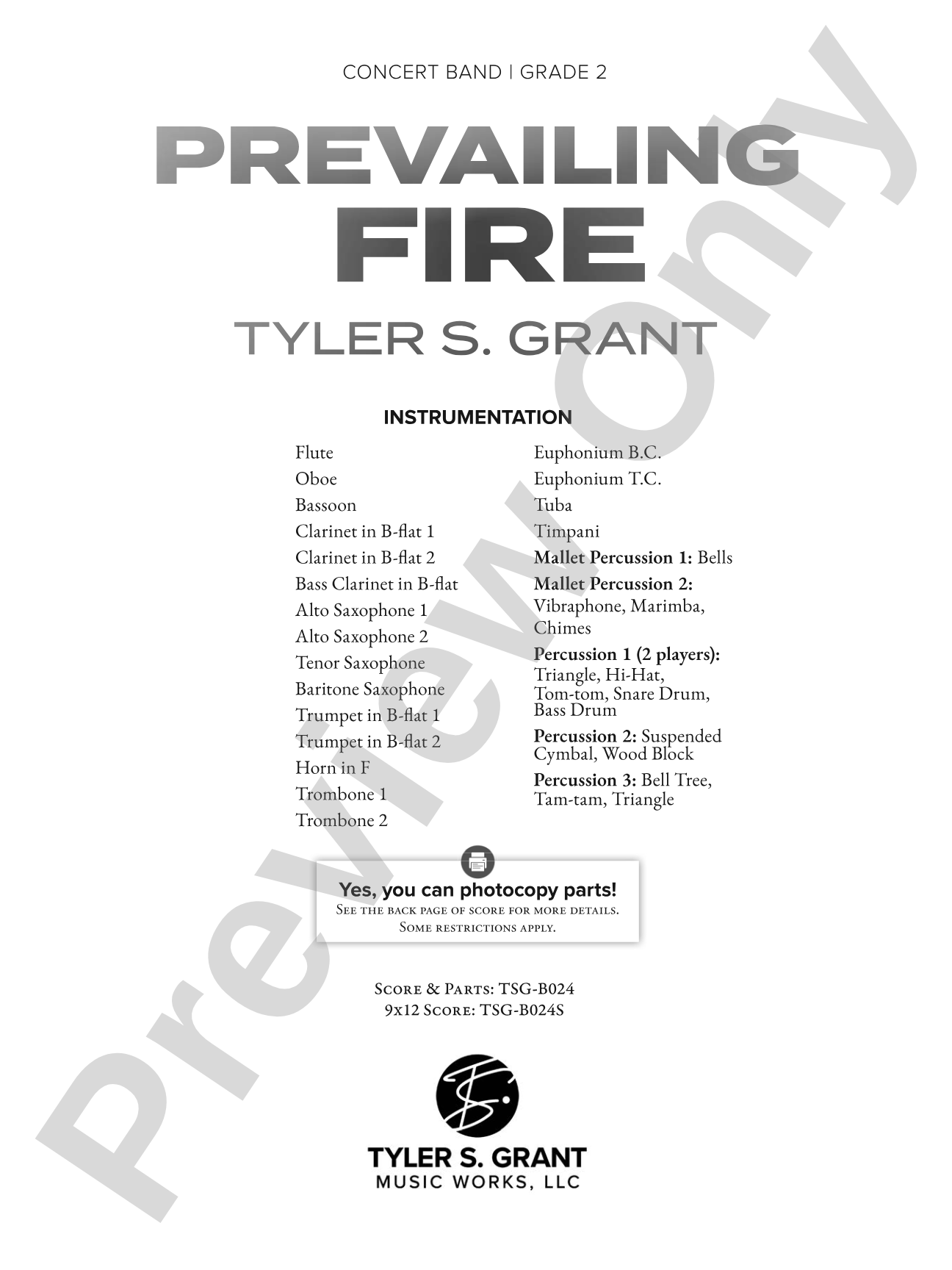 Prevailing Fire: Concert Band Conductor Score & Parts