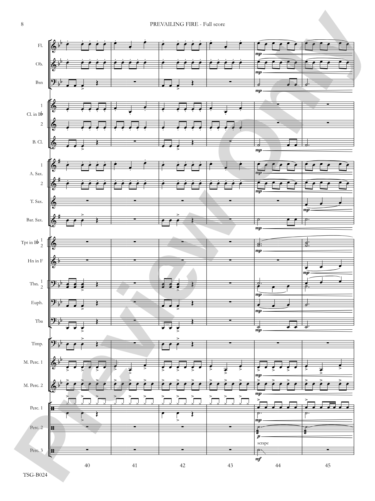 Prevailing Fire: Concert Band Conductor Score & Parts