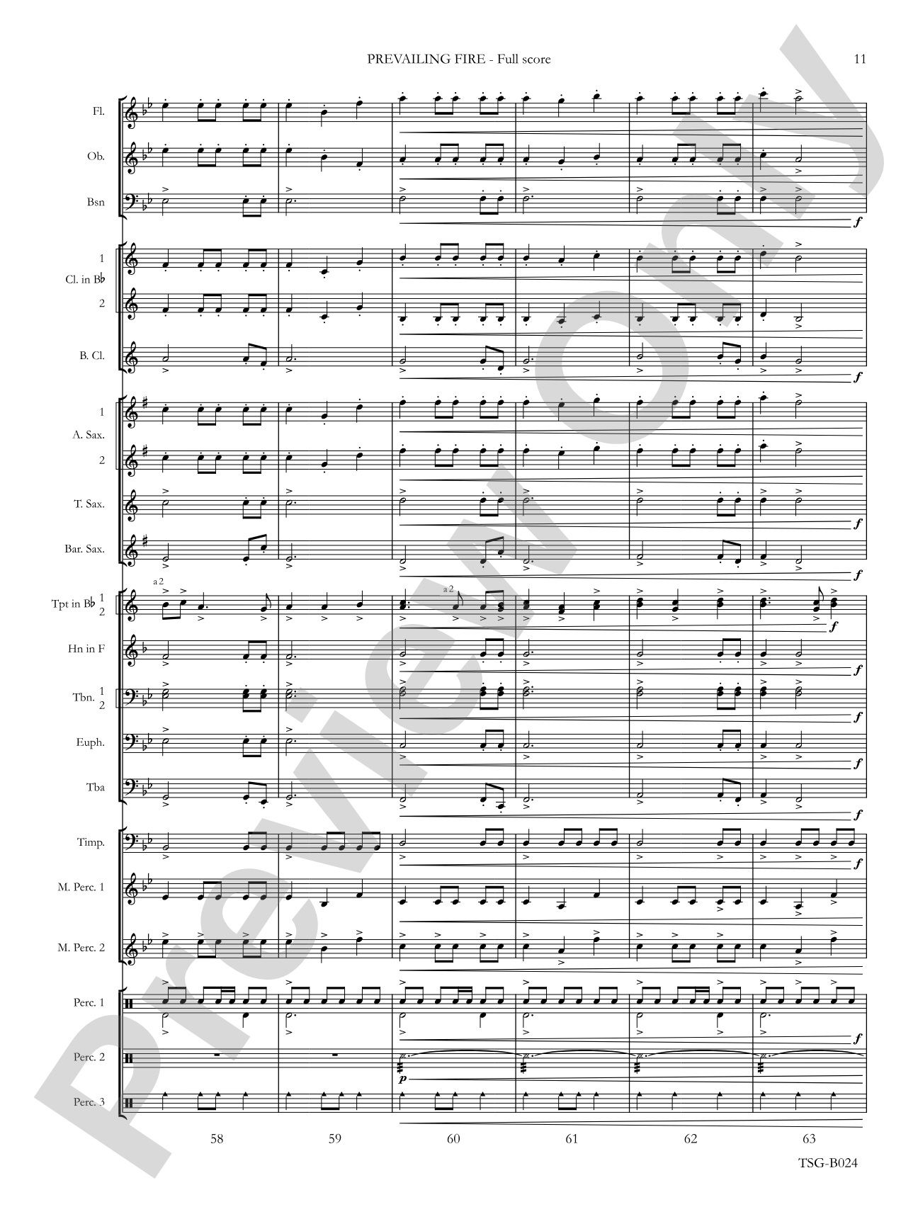 Prevailing Fire: Concert Band Conductor Score & Parts