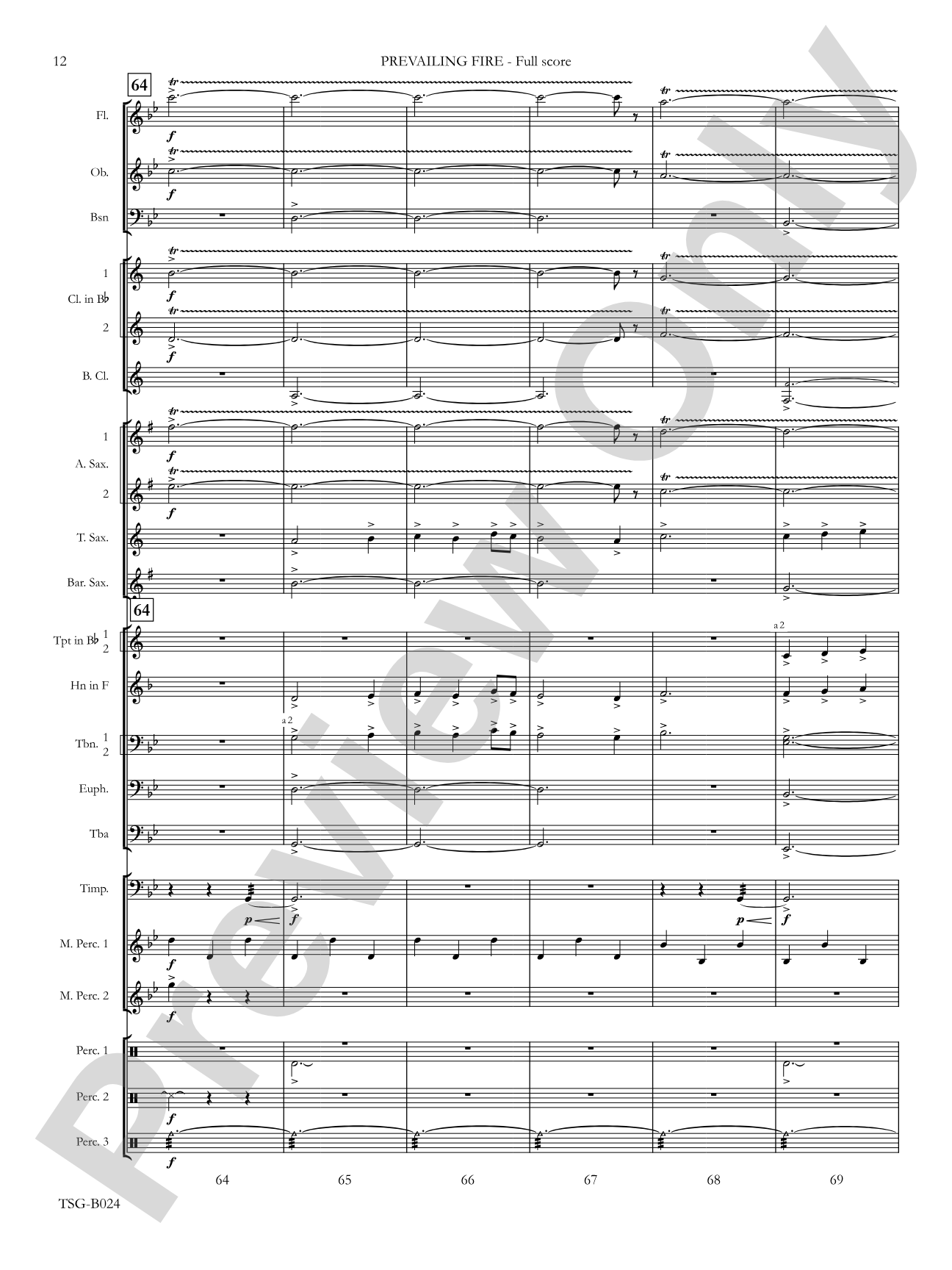 Prevailing Fire: Concert Band Conductor Score & Parts