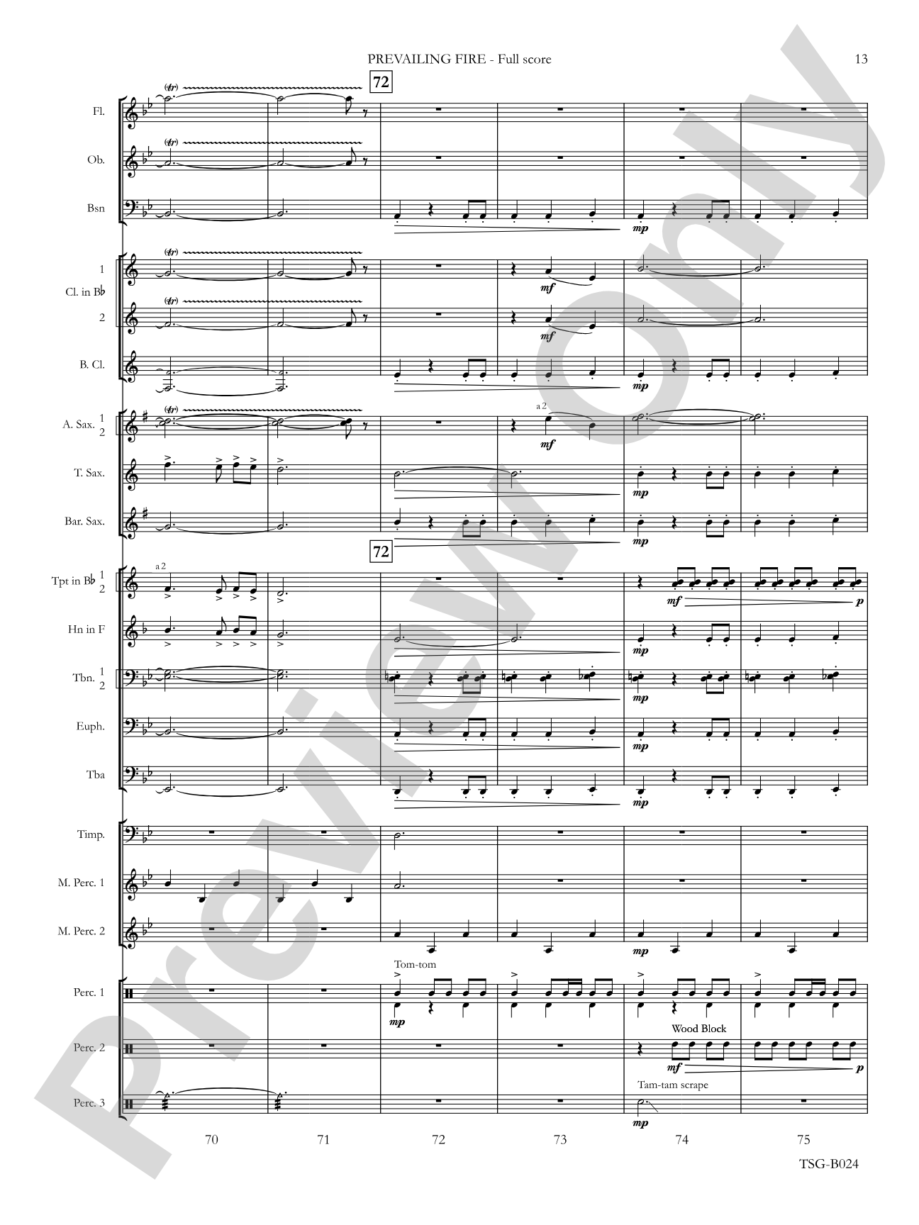 Prevailing Fire: Concert Band Conductor Score & Parts