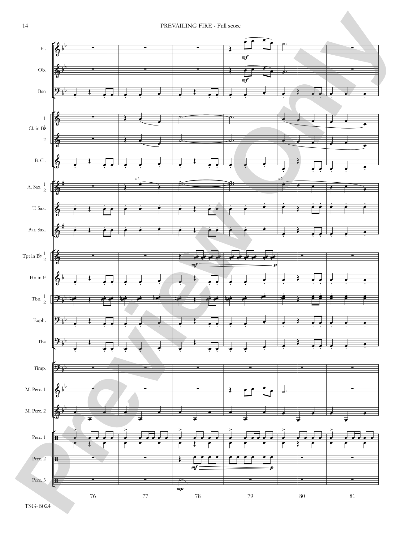 Prevailing Fire: Concert Band Conductor Score & Parts