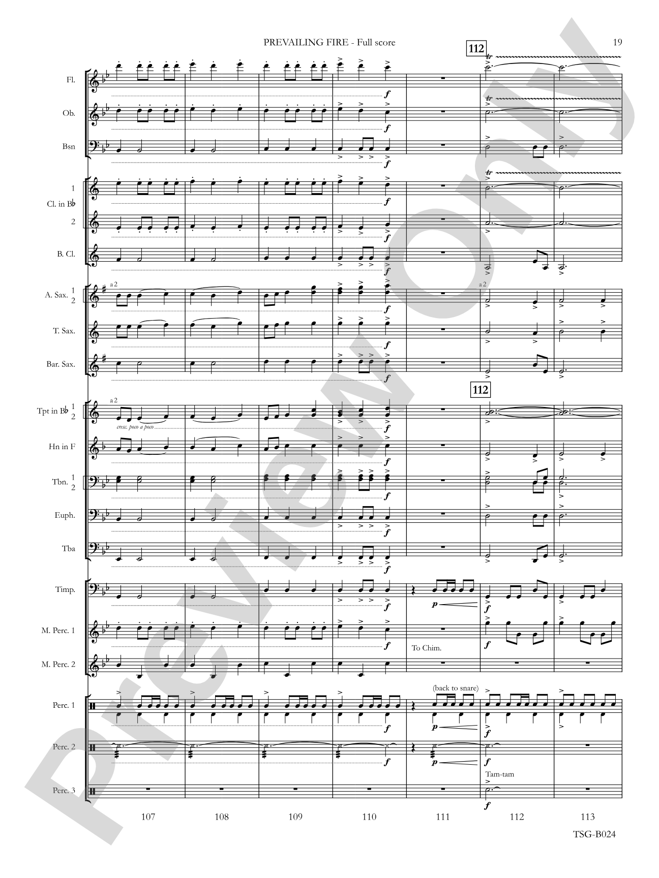 Prevailing Fire: Concert Band Conductor Score & Parts