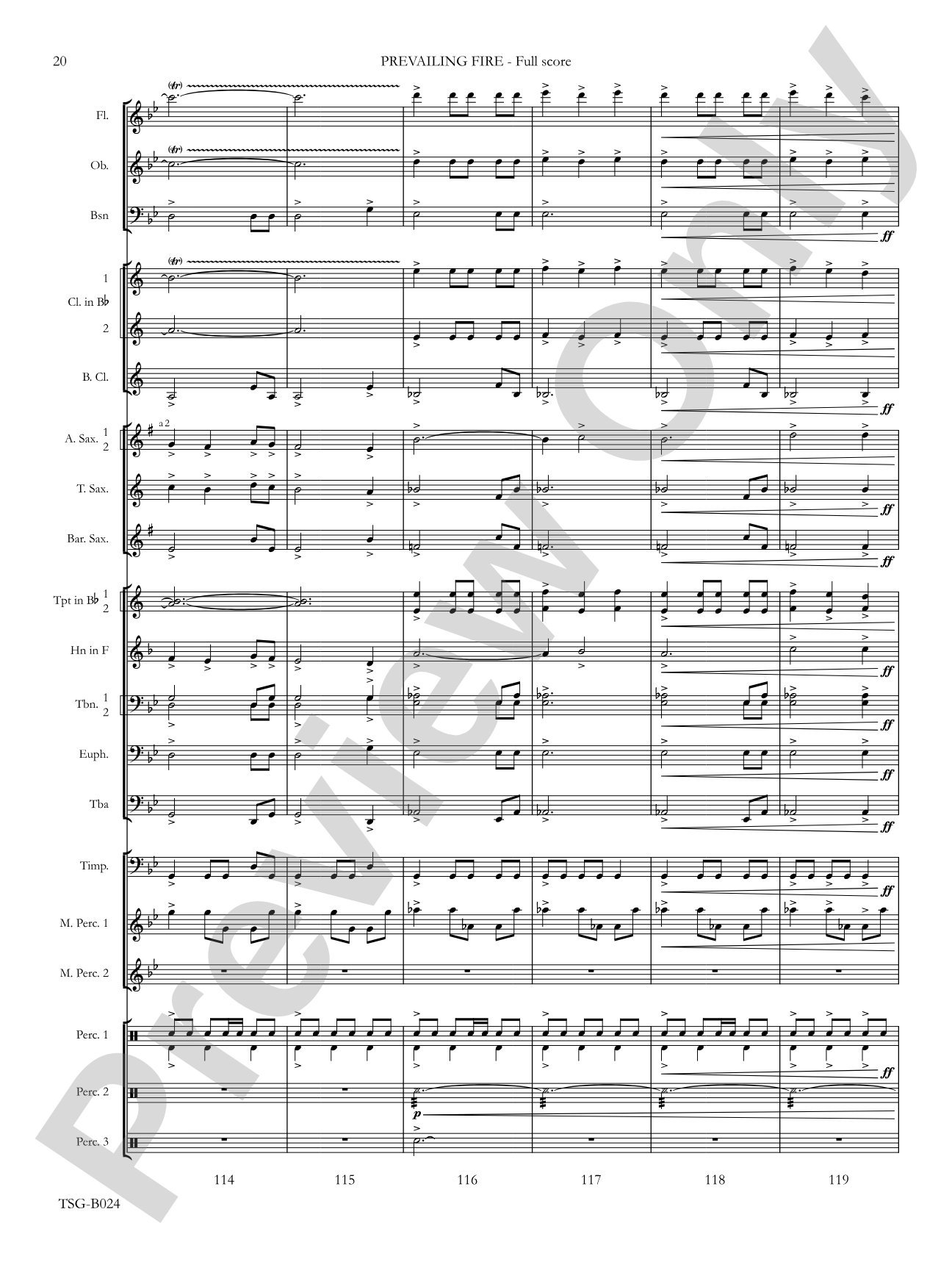 Prevailing Fire: Concert Band Conductor Score & Parts