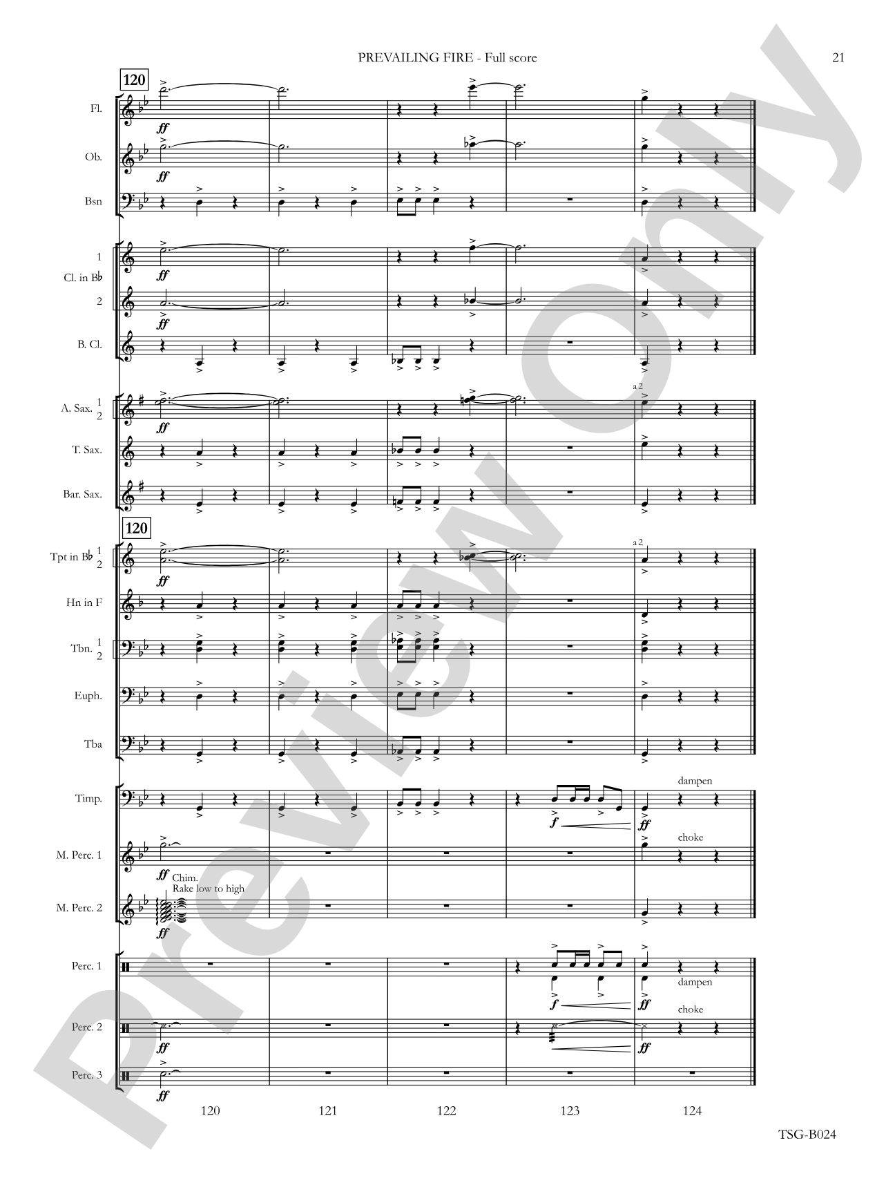 Prevailing Fire: Concert Band Conductor Score & Parts