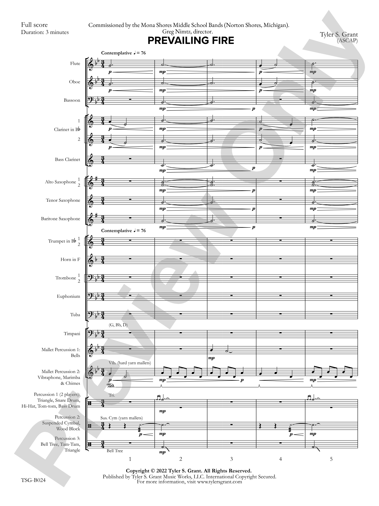 Prevailing Fire: Concert Band Conductor Score & Parts