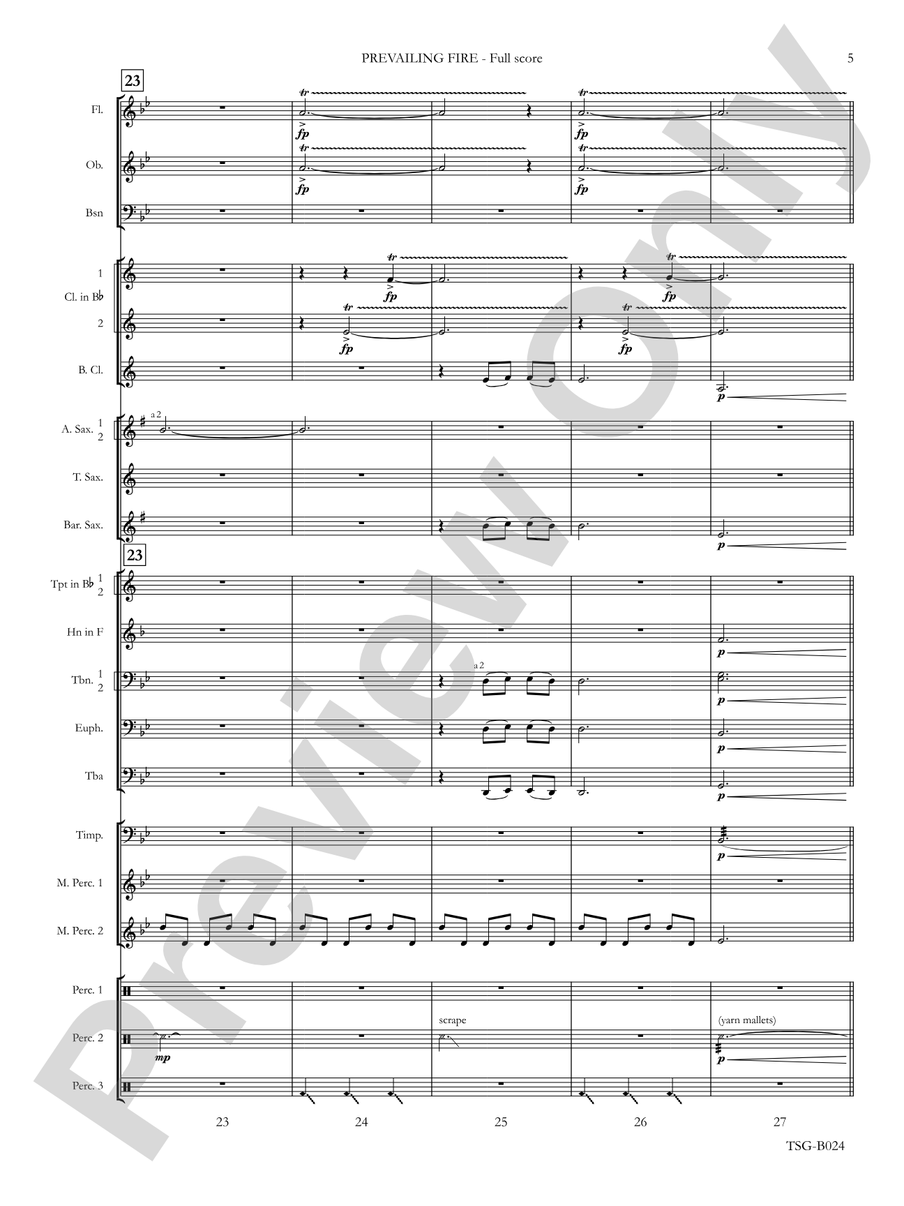 Prevailing Fire: Concert Band Conductor Score & Parts