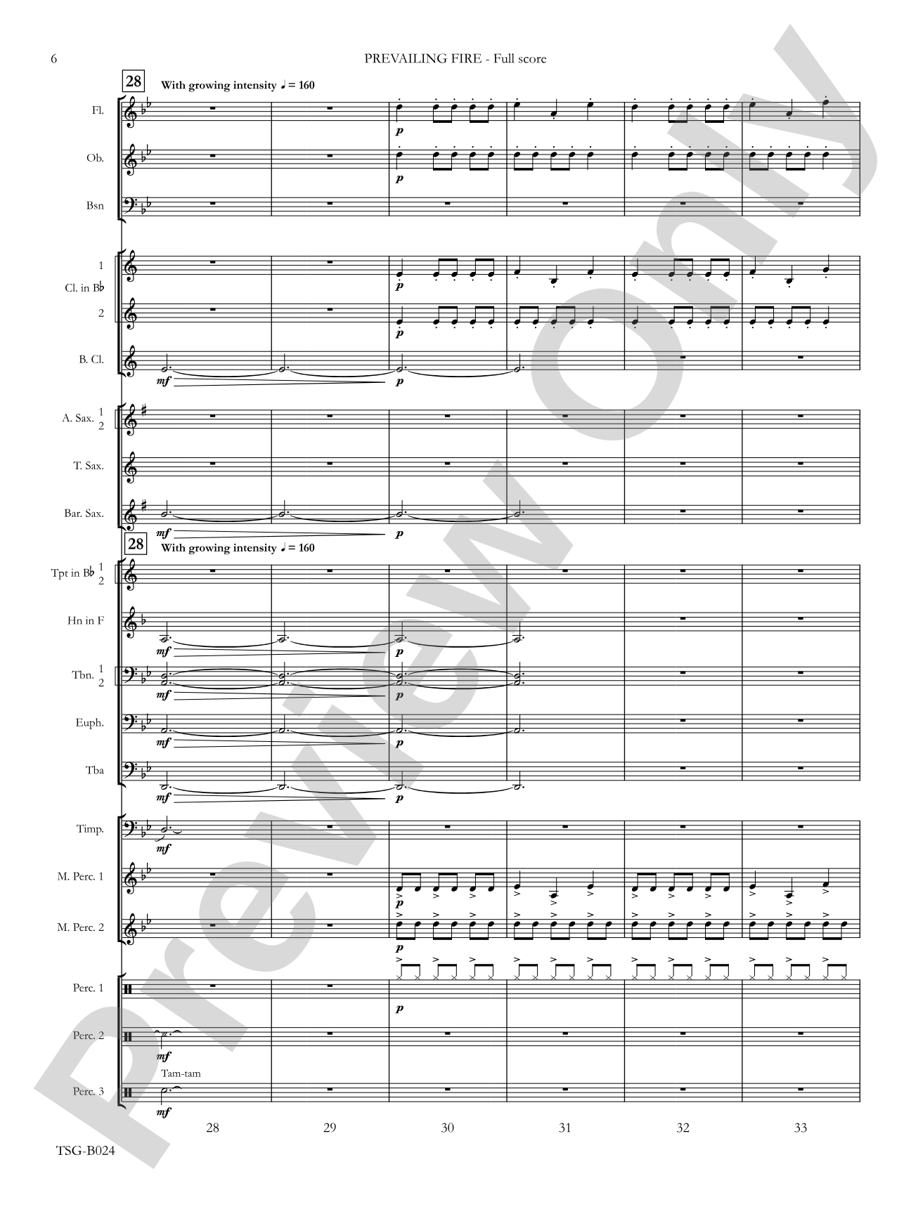 Prevailing Fire: Concert Band Conductor Score & Parts