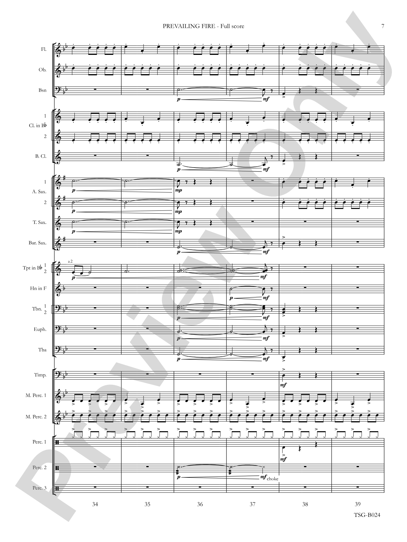 Prevailing Fire: Concert Band Conductor Score & Parts