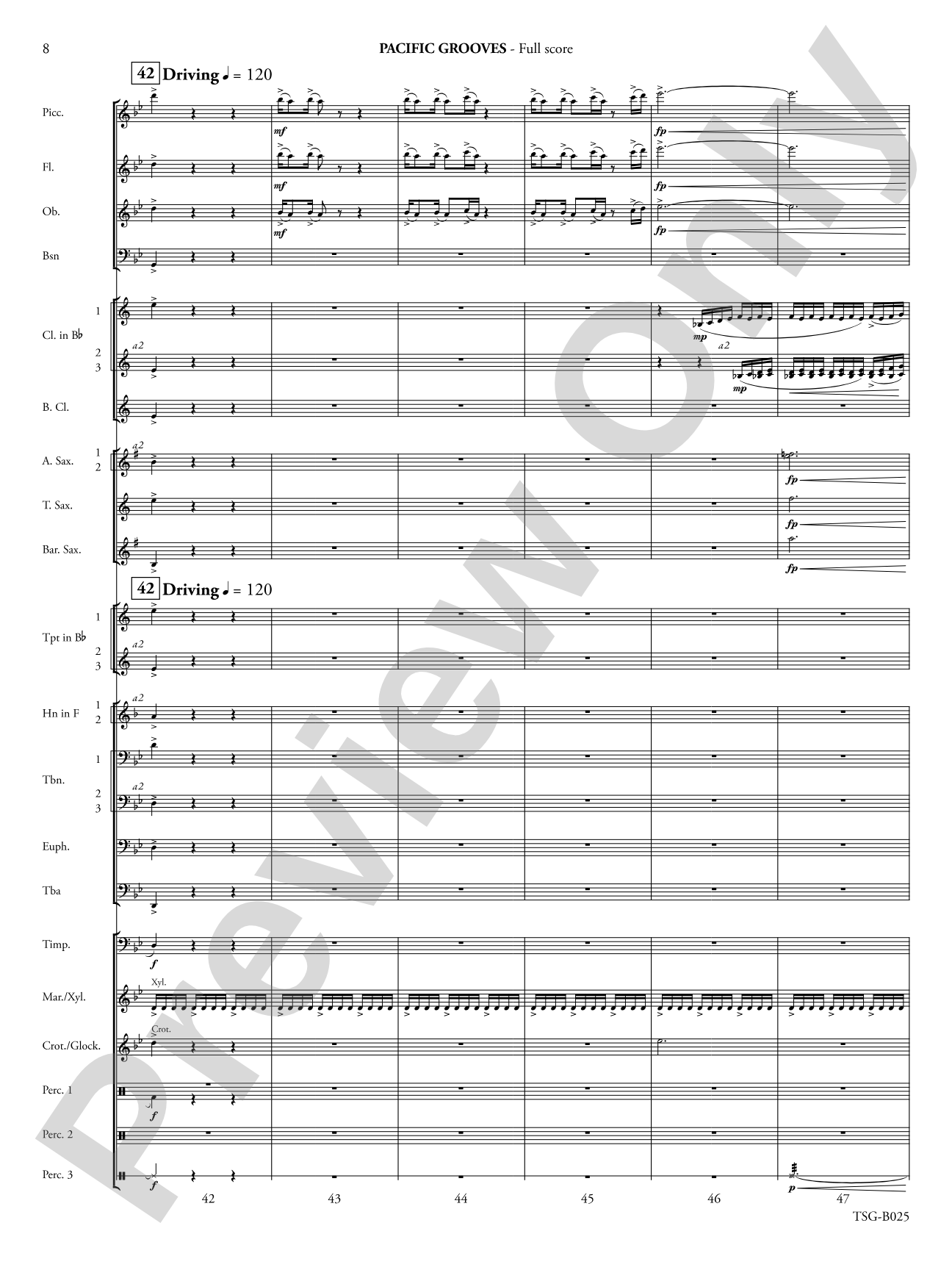 Pacific Grooves: Concert Band Conductor Score & Parts