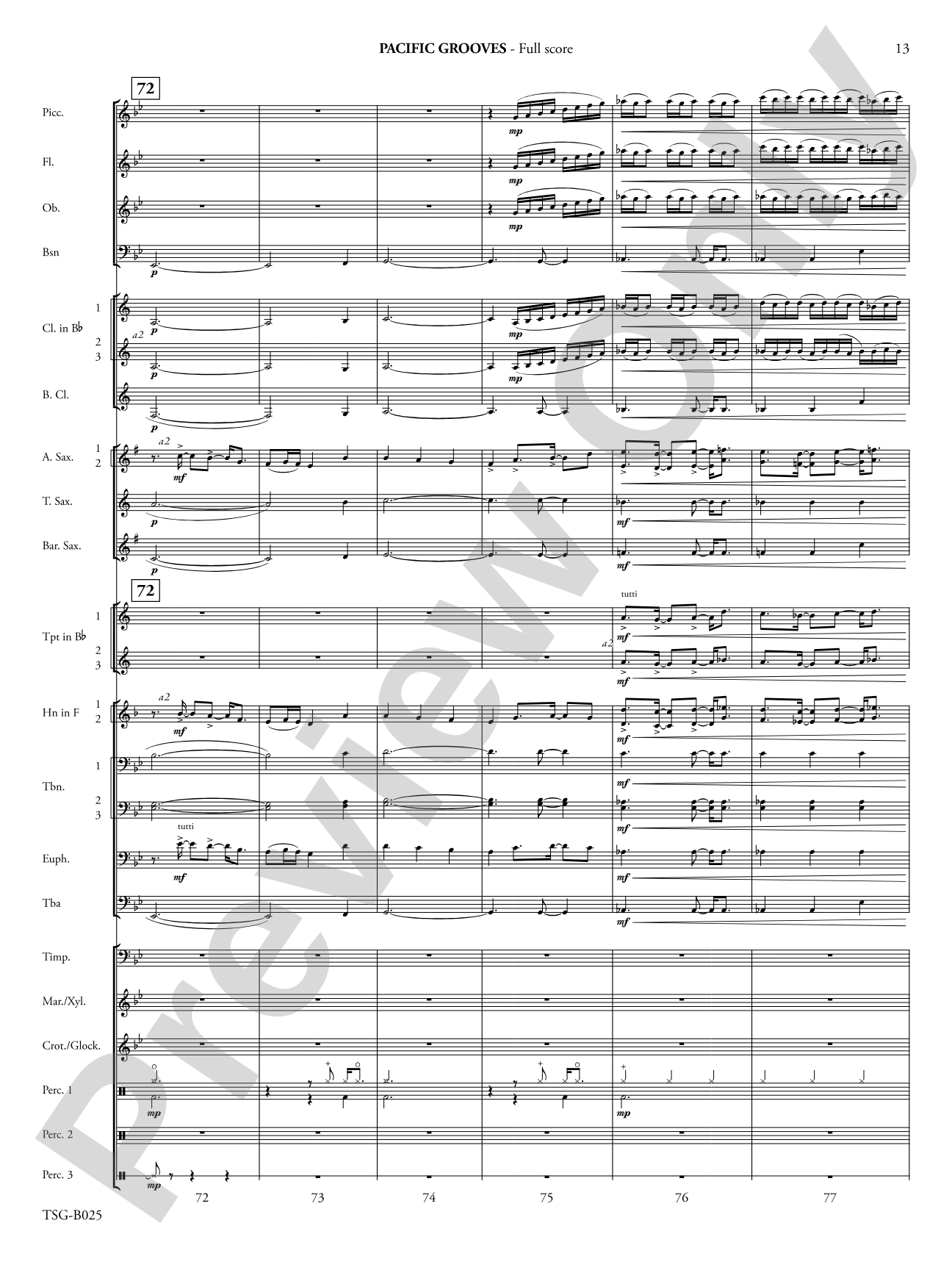 Pacific Grooves: Concert Band Conductor Score & Parts