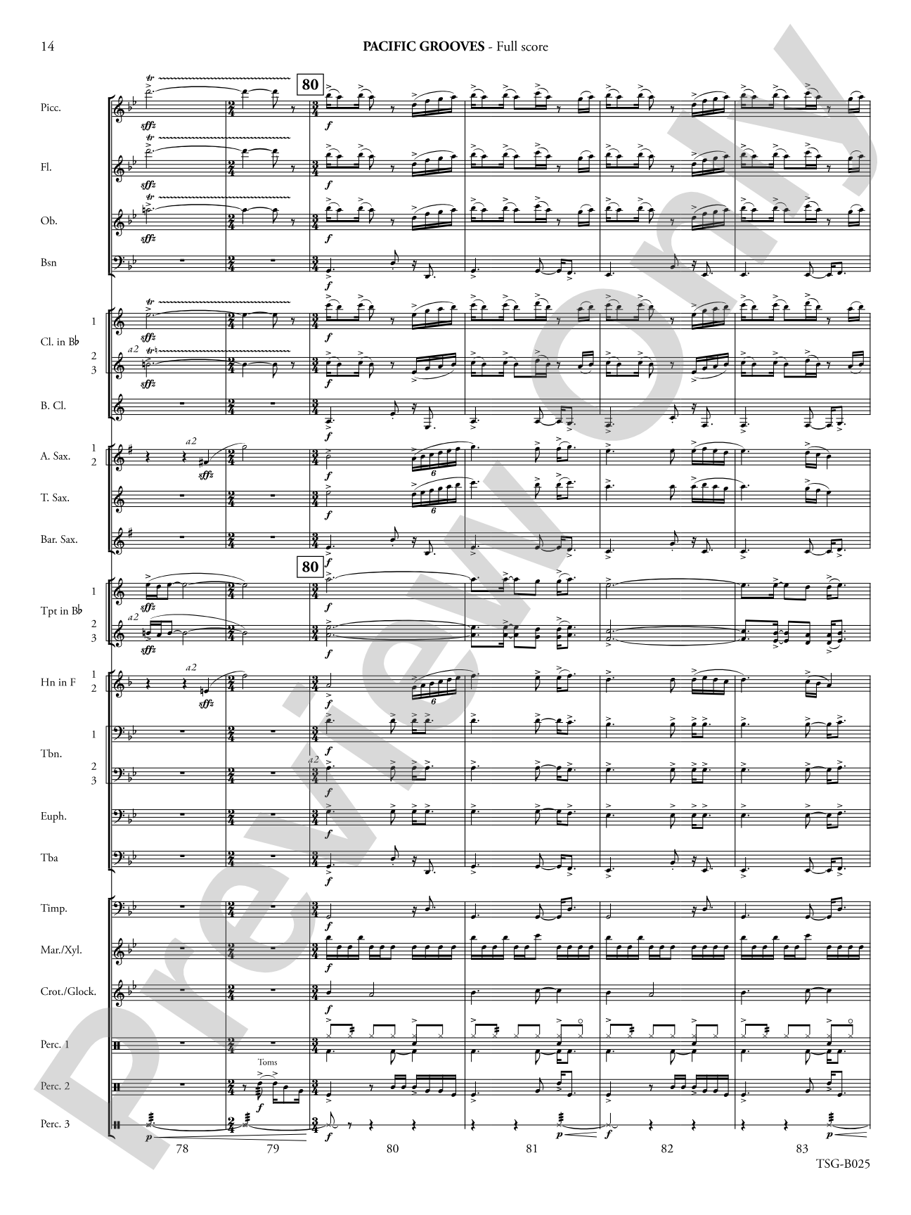 Pacific Grooves: Concert Band Conductor Score & Parts