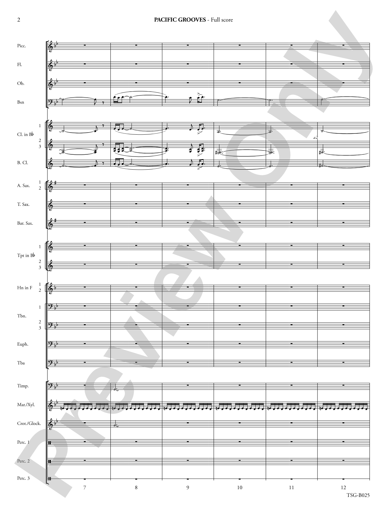 Pacific Grooves: Concert Band Conductor Score & Parts