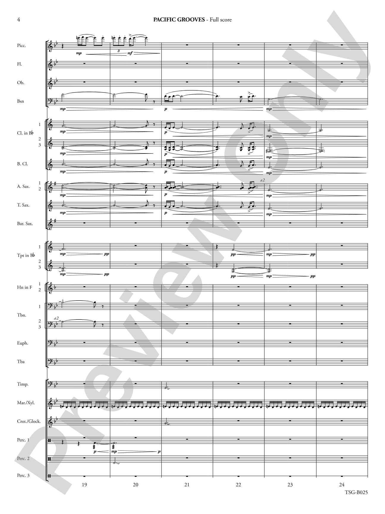 Pacific Grooves: Concert Band Conductor Score & Parts