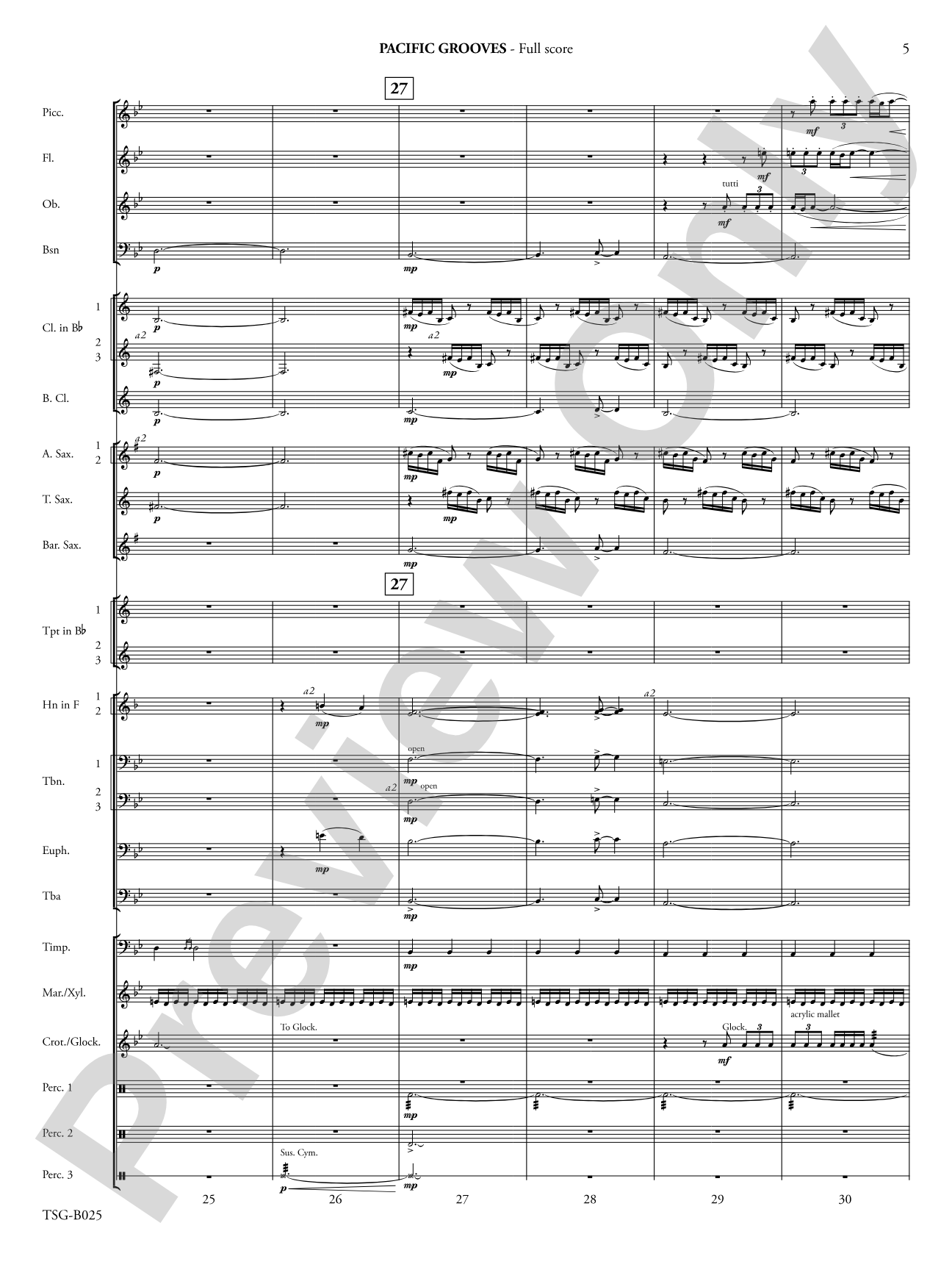 Pacific Grooves: Concert Band Conductor Score & Parts
