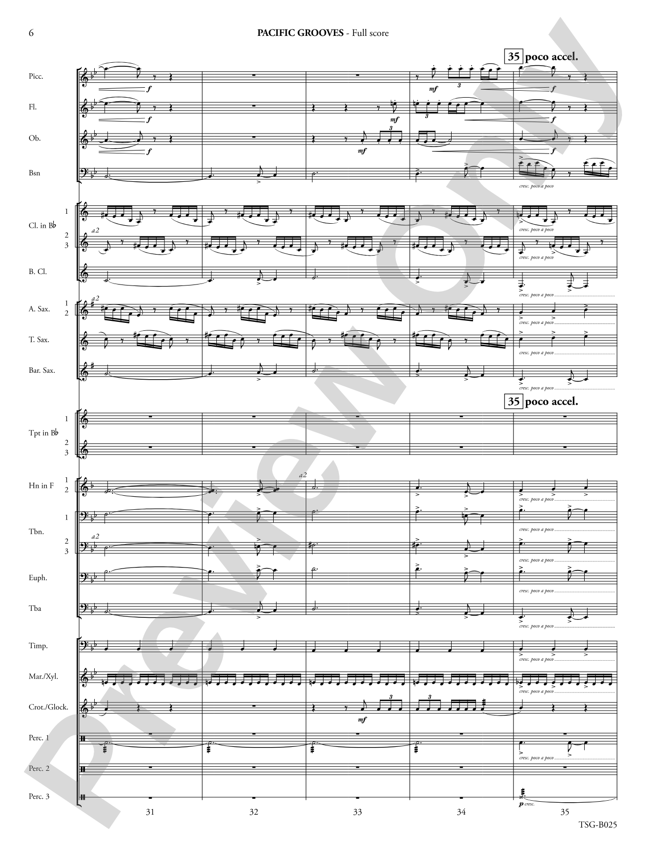 Pacific Grooves: Concert Band Conductor Score & Parts