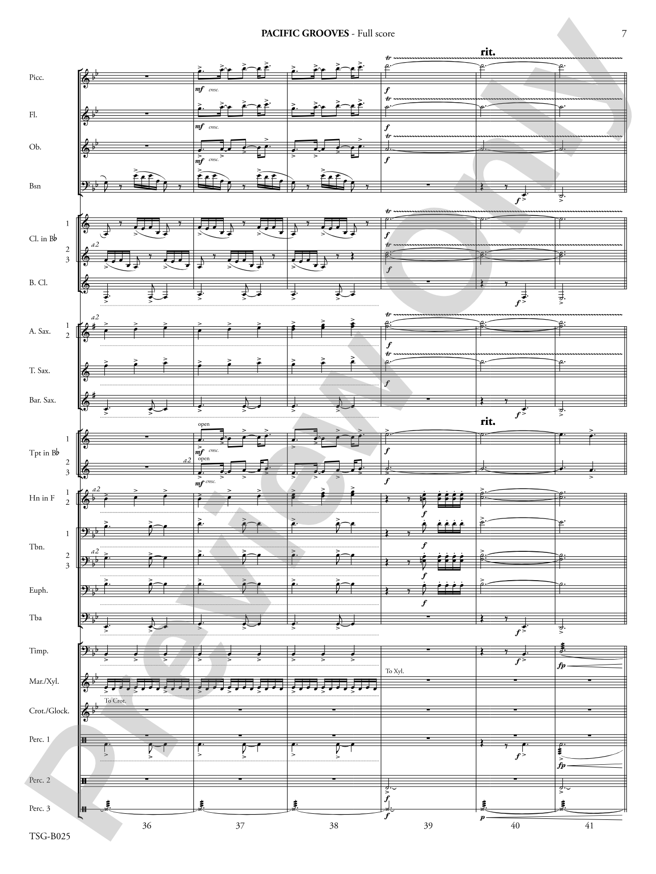 Pacific Grooves: Concert Band Conductor Score & Parts
