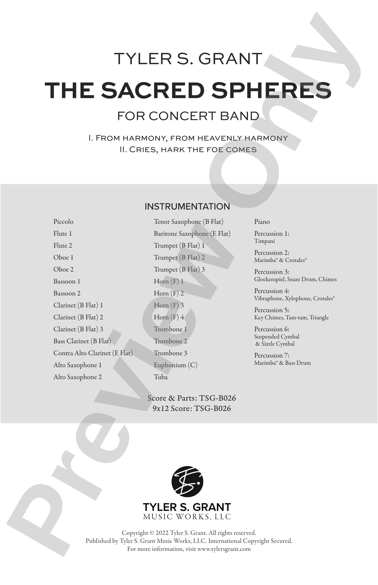 The Sacred Spheres: Concert Band Conductor Score & Parts