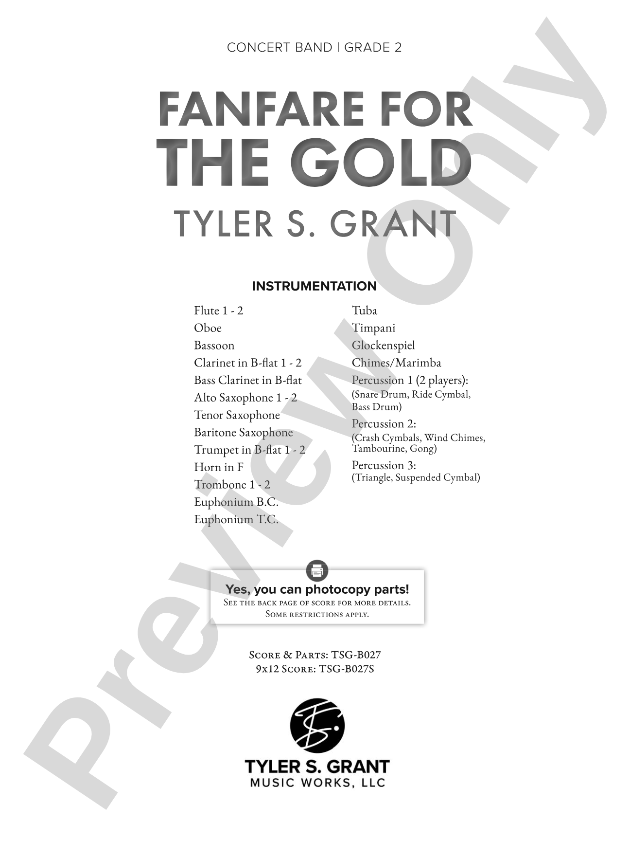 Fanfare for the Gold: Concert Band Conductor Score & Parts