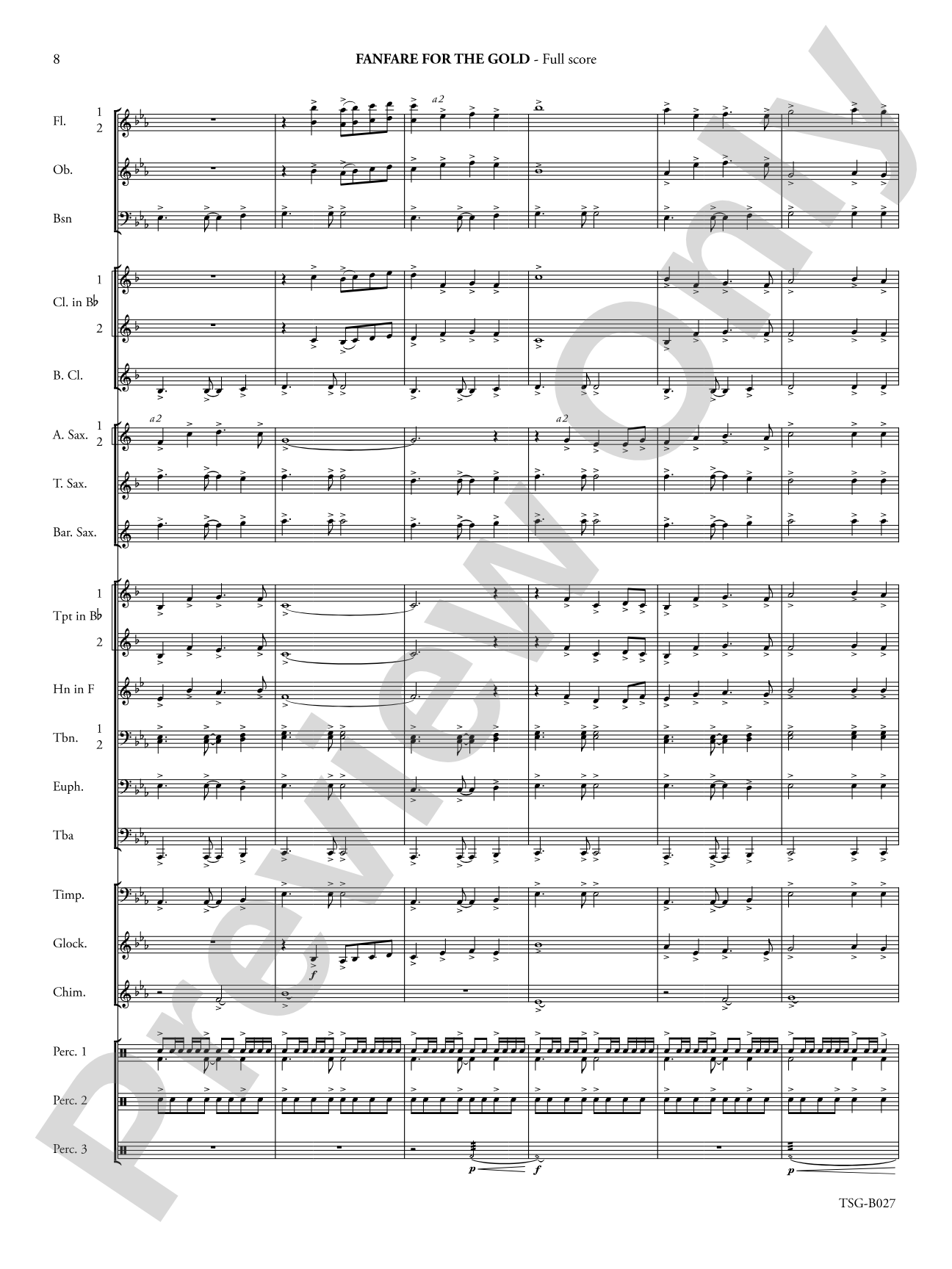 Fanfare for the Gold: Concert Band Conductor Score & Parts