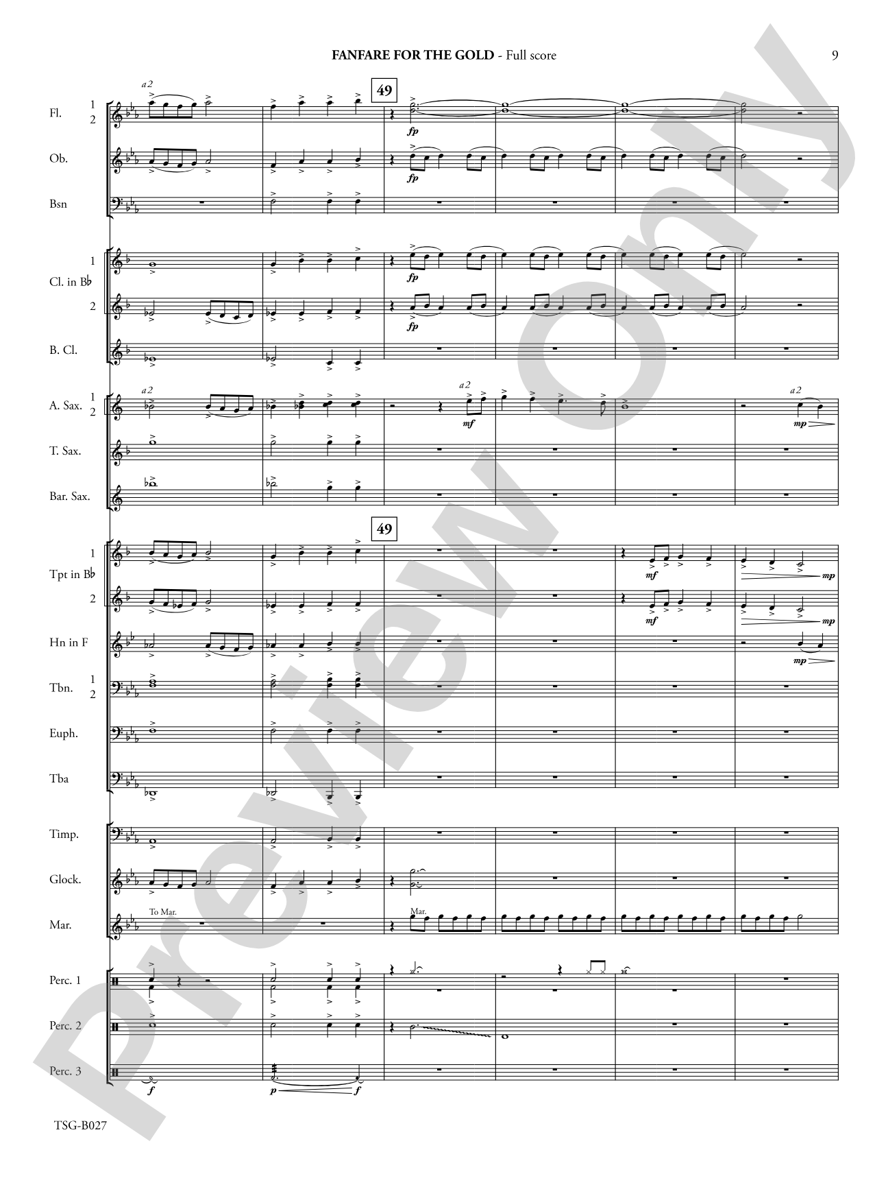 Fanfare for the Gold: Concert Band Conductor Score & Parts
