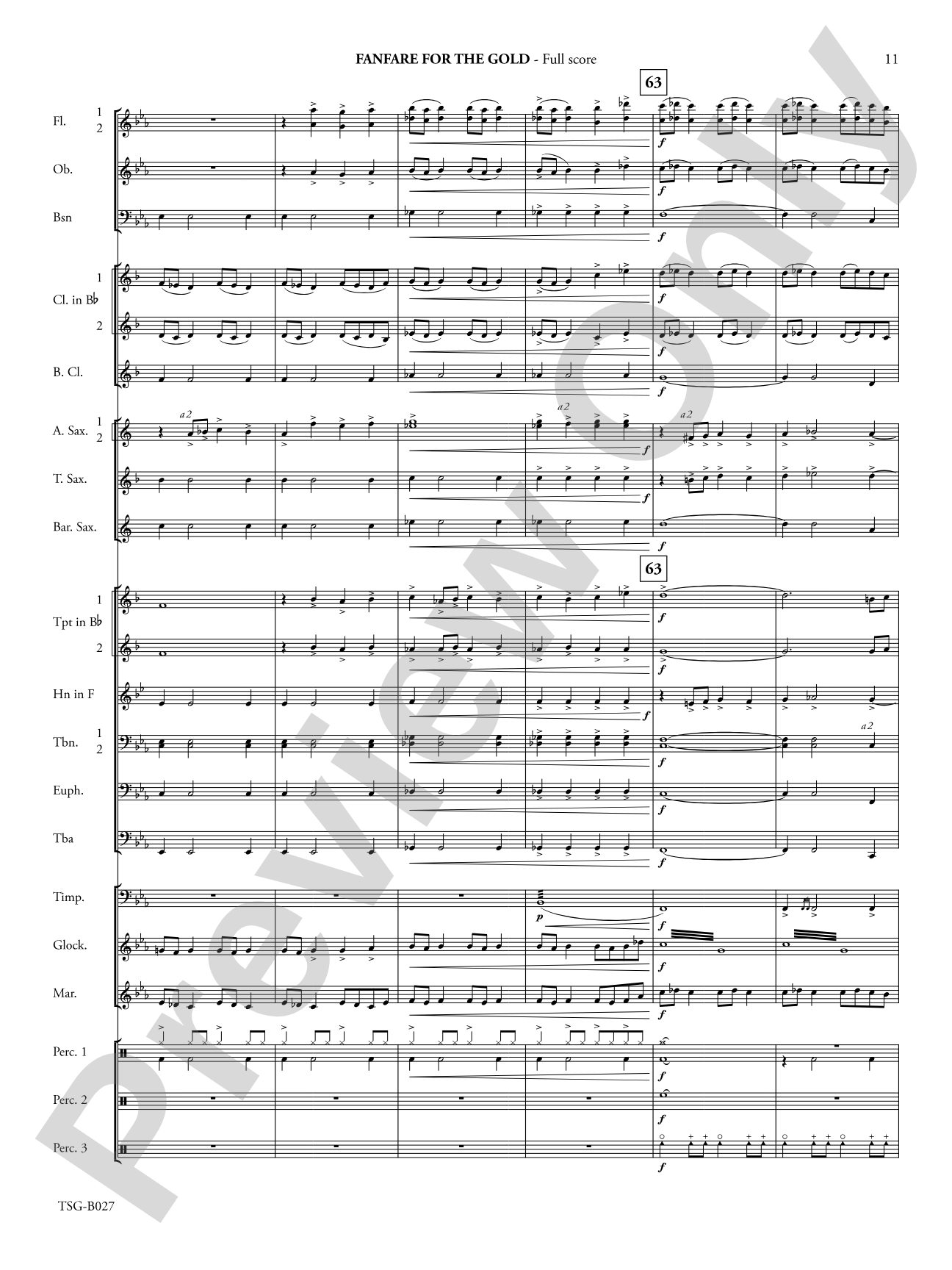 Fanfare for the Gold: Concert Band Conductor Score & Parts