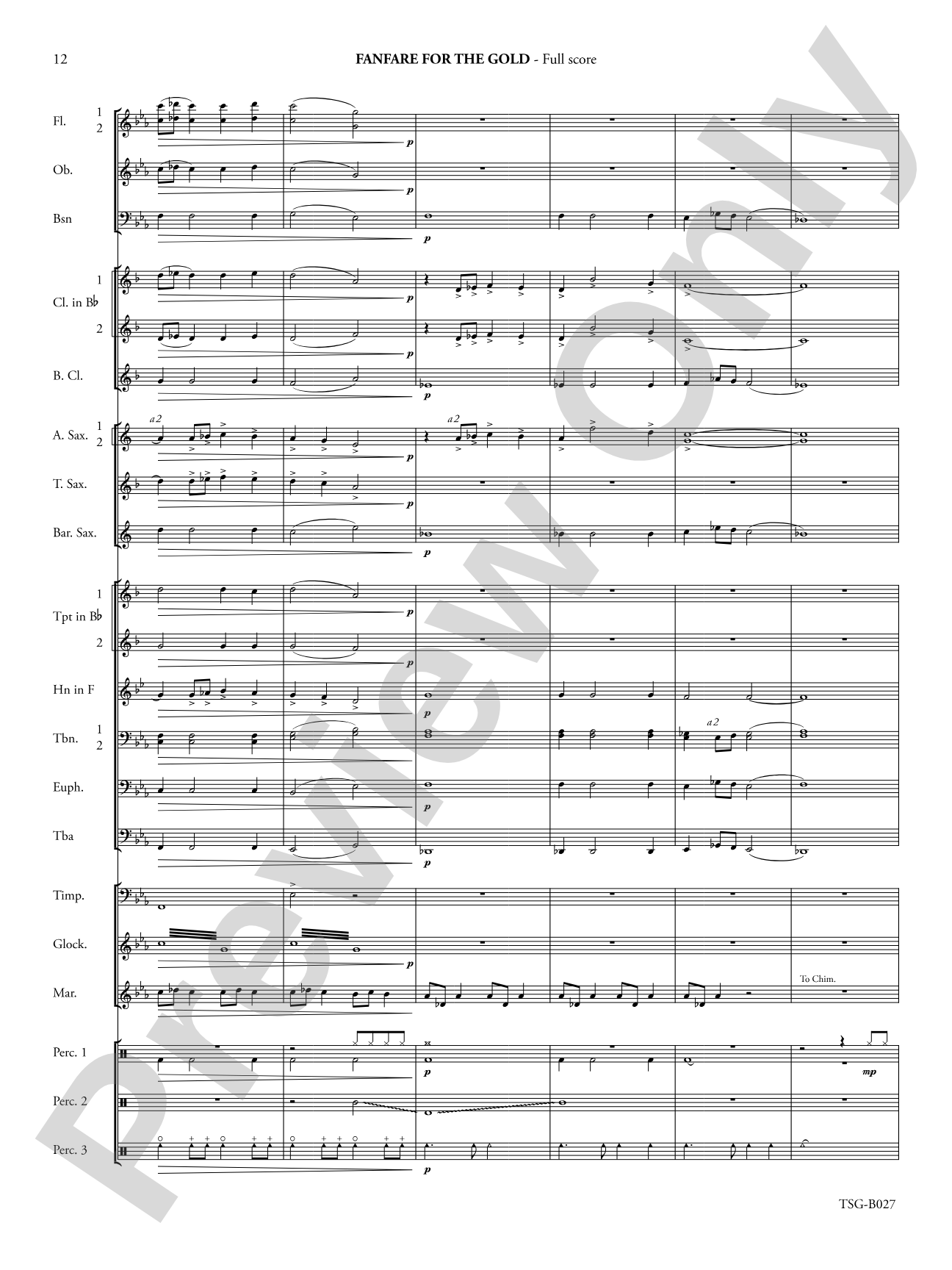 Fanfare for the Gold: Concert Band Conductor Score & Parts