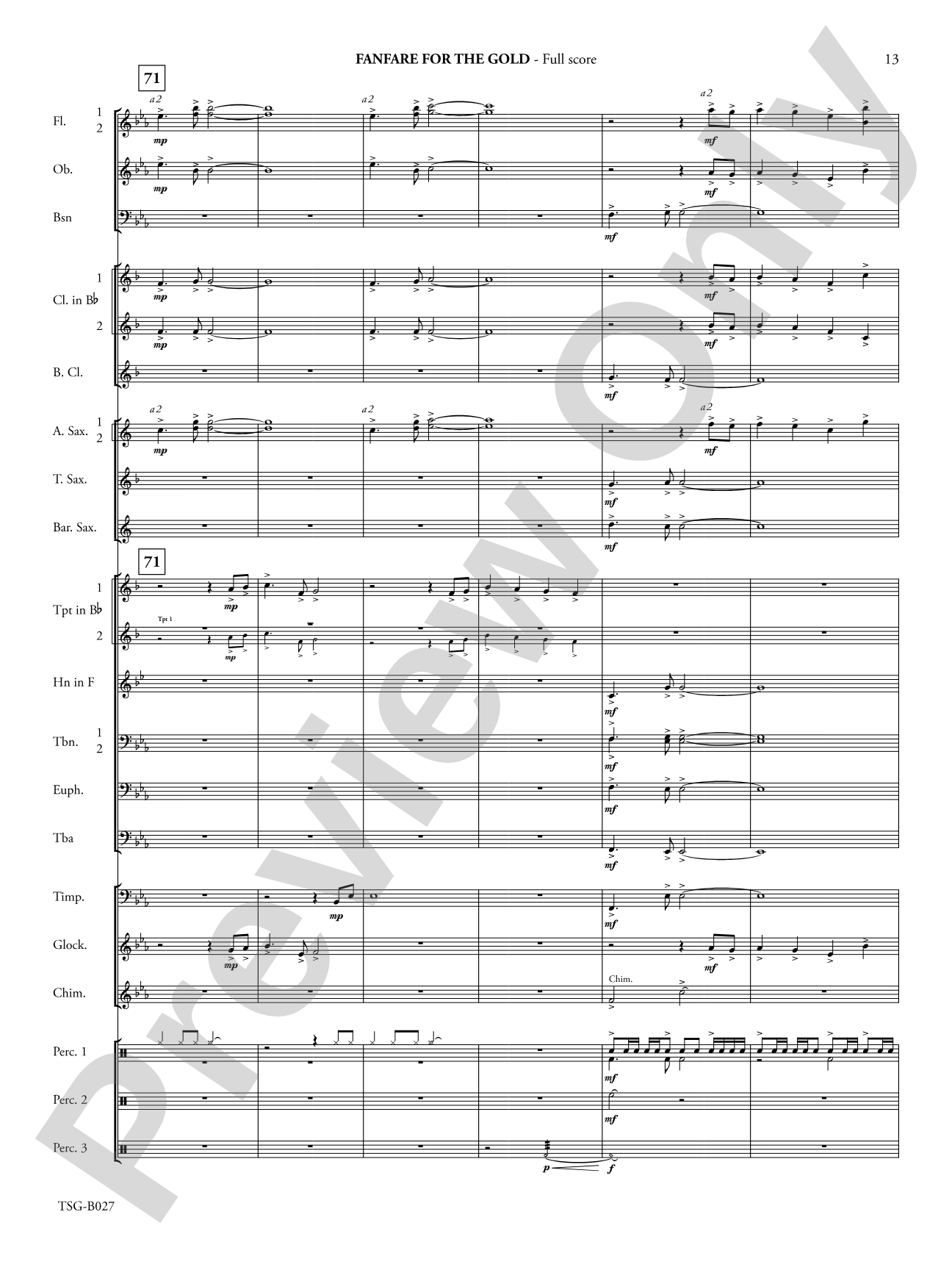 Fanfare for the Gold: Concert Band Conductor Score & Parts